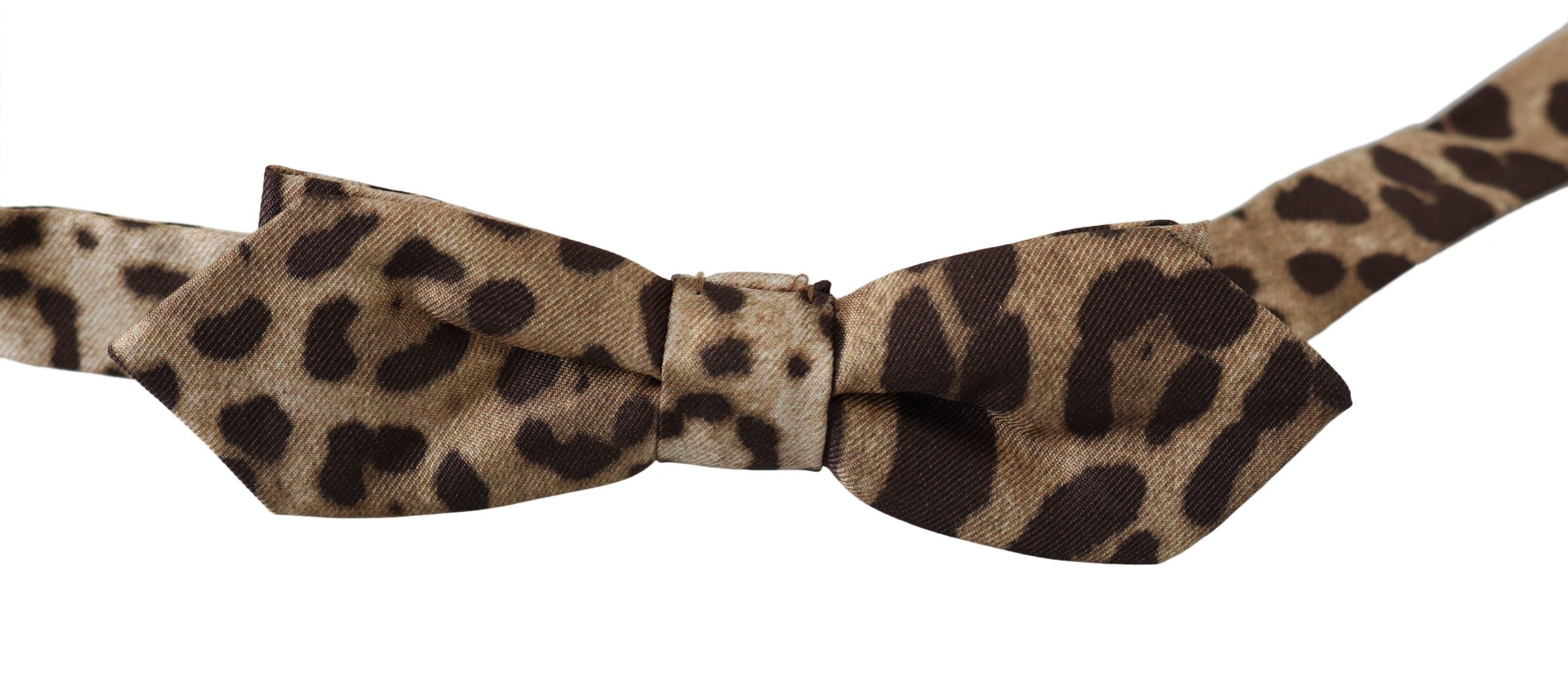 Dolce & Gabbana Dolce & Gabbana Brown Leopard Silk Adjustable Neck Papillon Men Bow Men's Tie