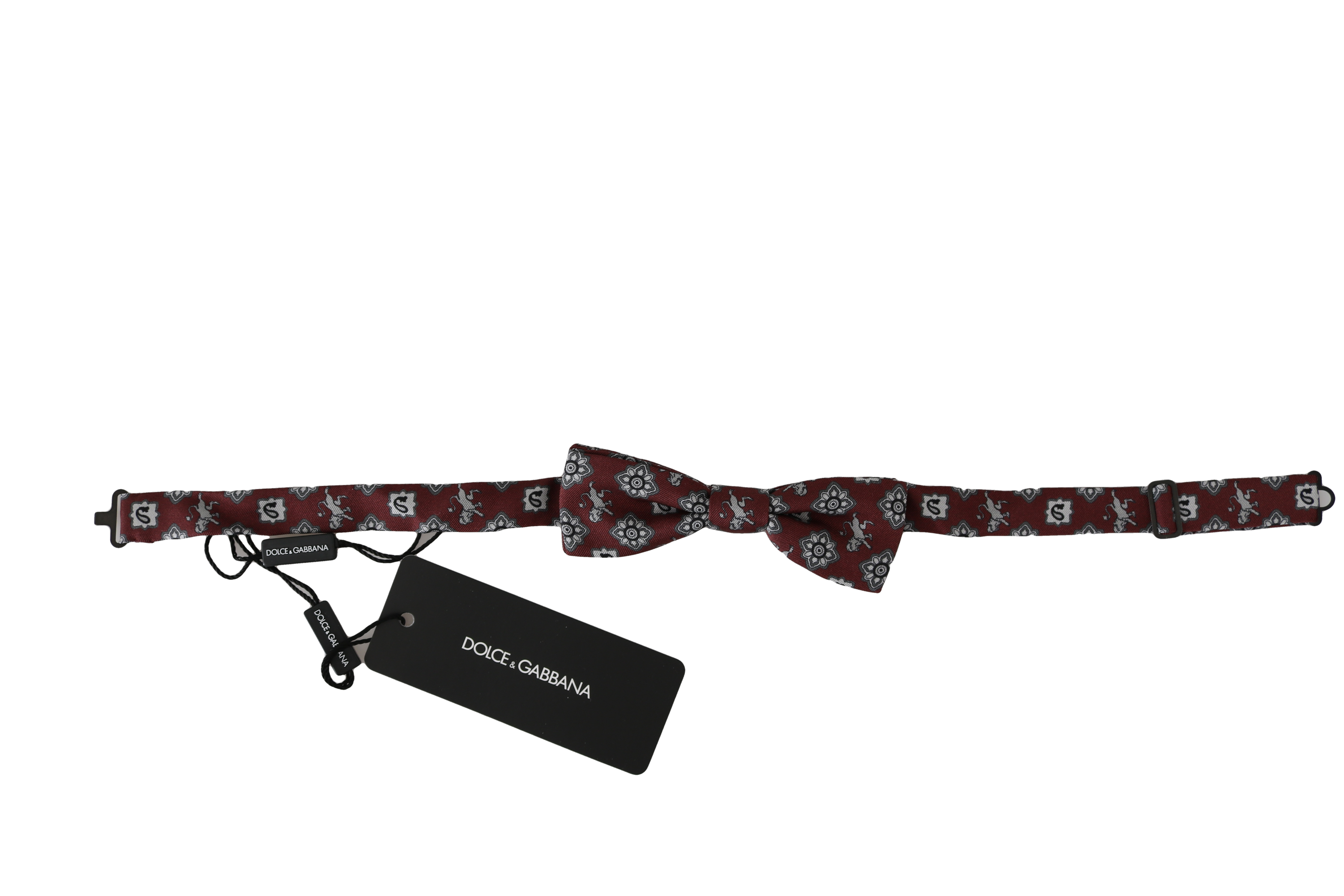 Dolce & Gabbana Dolce & Gabbana Men Bordeaux Maroon Lion Silk Adjustable Neck Bow Men's Tie