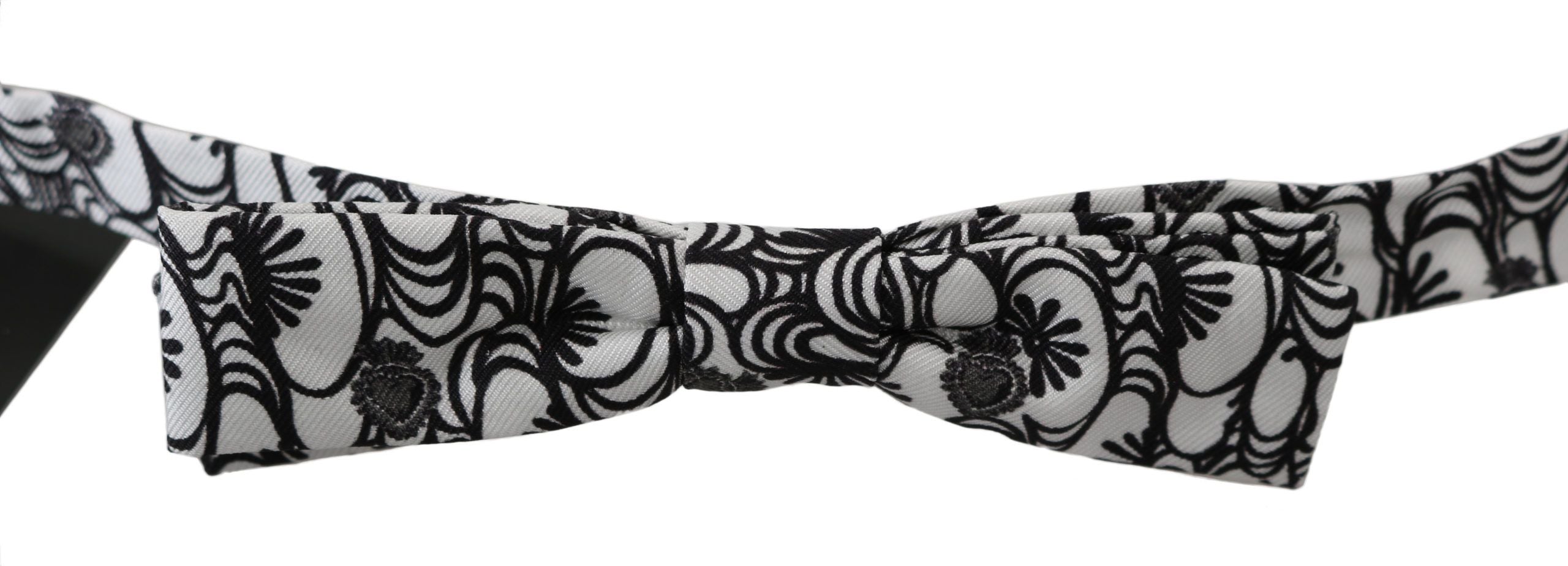 Dolce & Gabbana Dolce & Gabbana White Pattern Silk Adjustable Neck Papillon Men's Tie