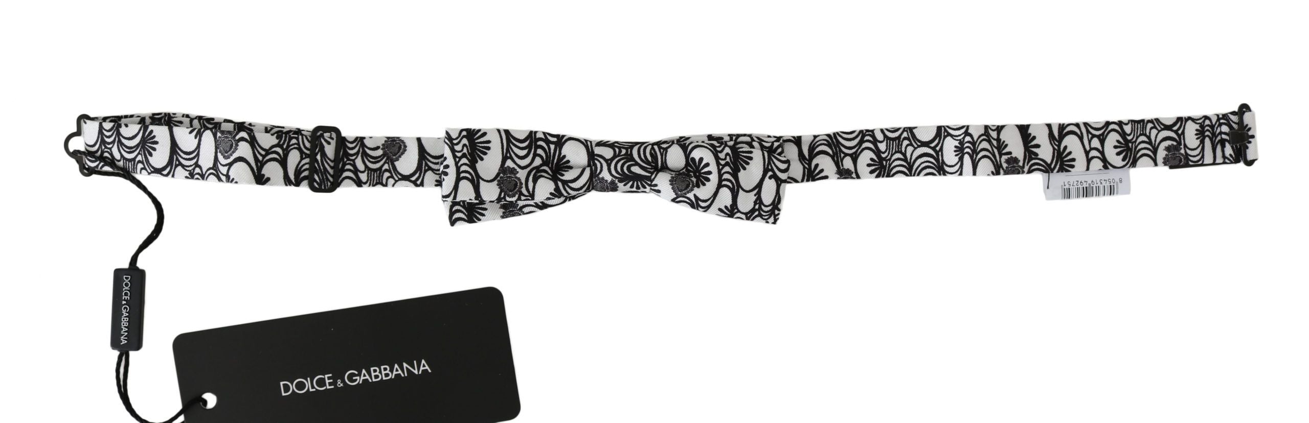 Dolce & Gabbana Dolce & Gabbana White Pattern Silk Adjustable Neck Papillon Men's Tie