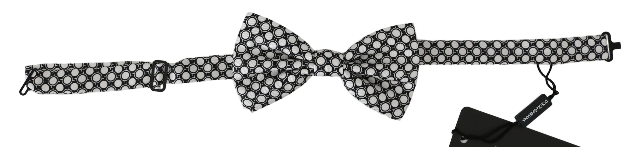 Dolce & Gabbana Dolce & Gabbana Men Black White Circles Adjustable Neck Papillon Bow Men's Tie