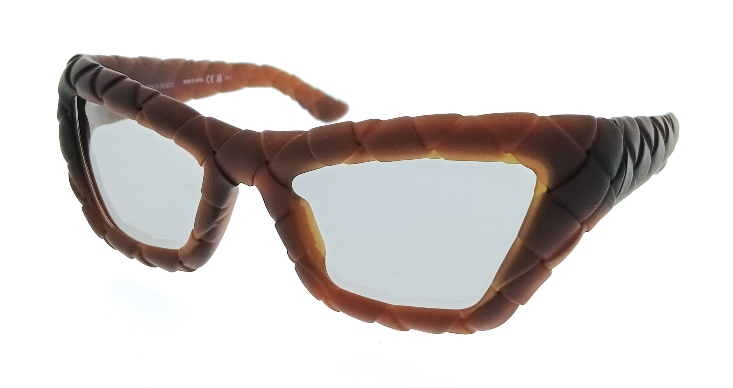 Bottega Veneta BV1438S-002 Woven Brown Cat Eye Womens Sunglasses