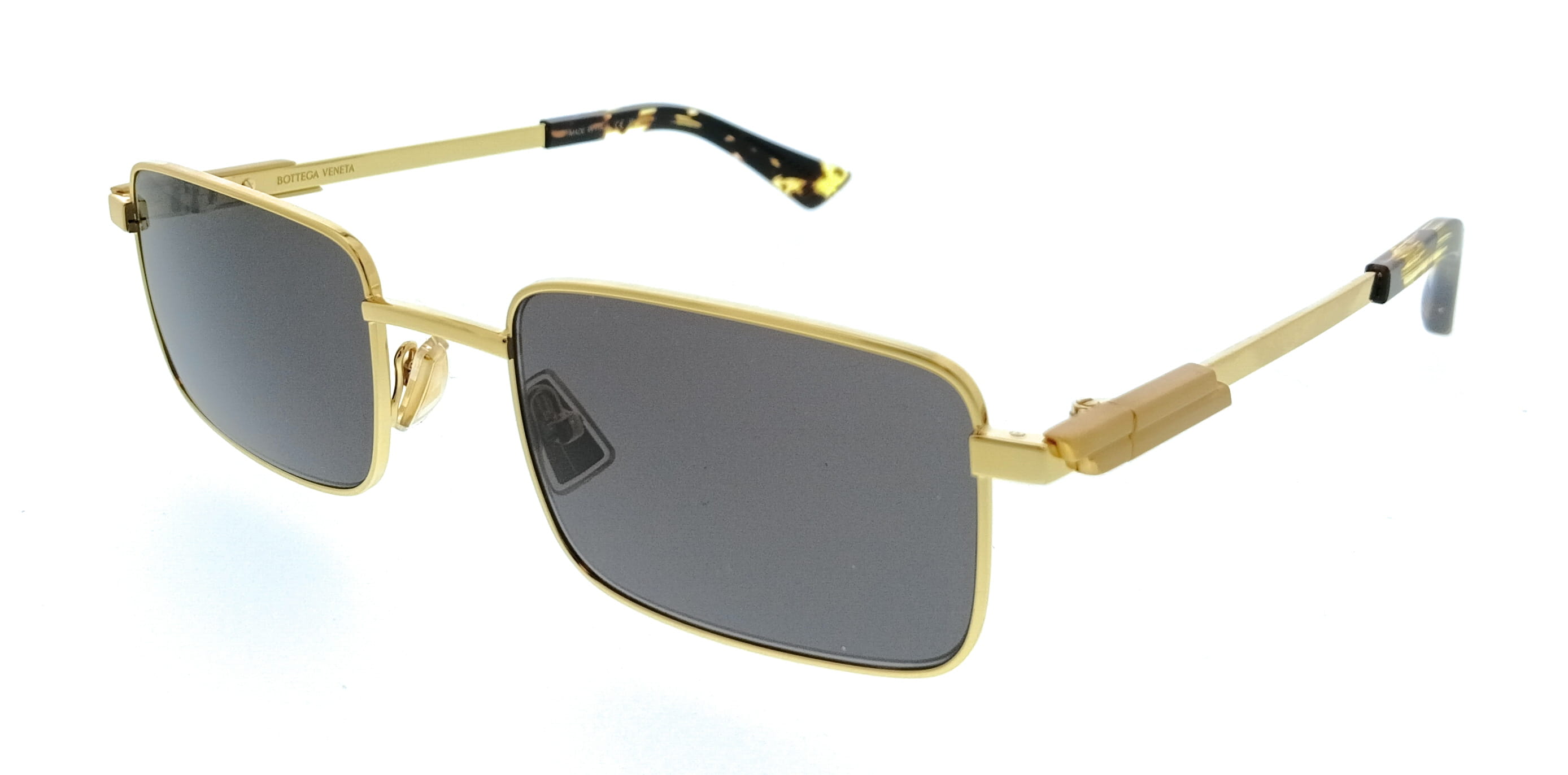Bottega Veneta BV1469S-001 Rectangle Gold Grey Lens Unisex Sunglasses