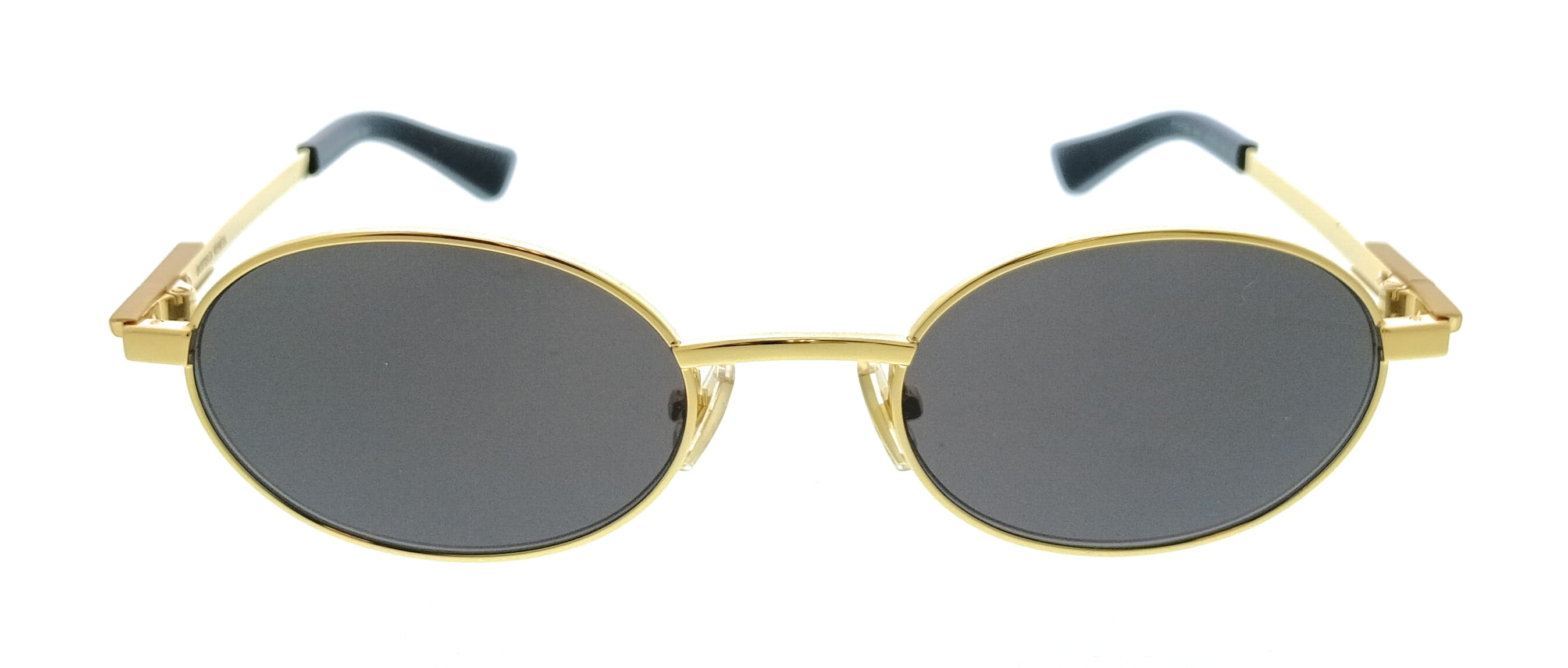 Bottega Veneta BV1470S-001 Gold Oval Slim Metal Unisex Sunglasses