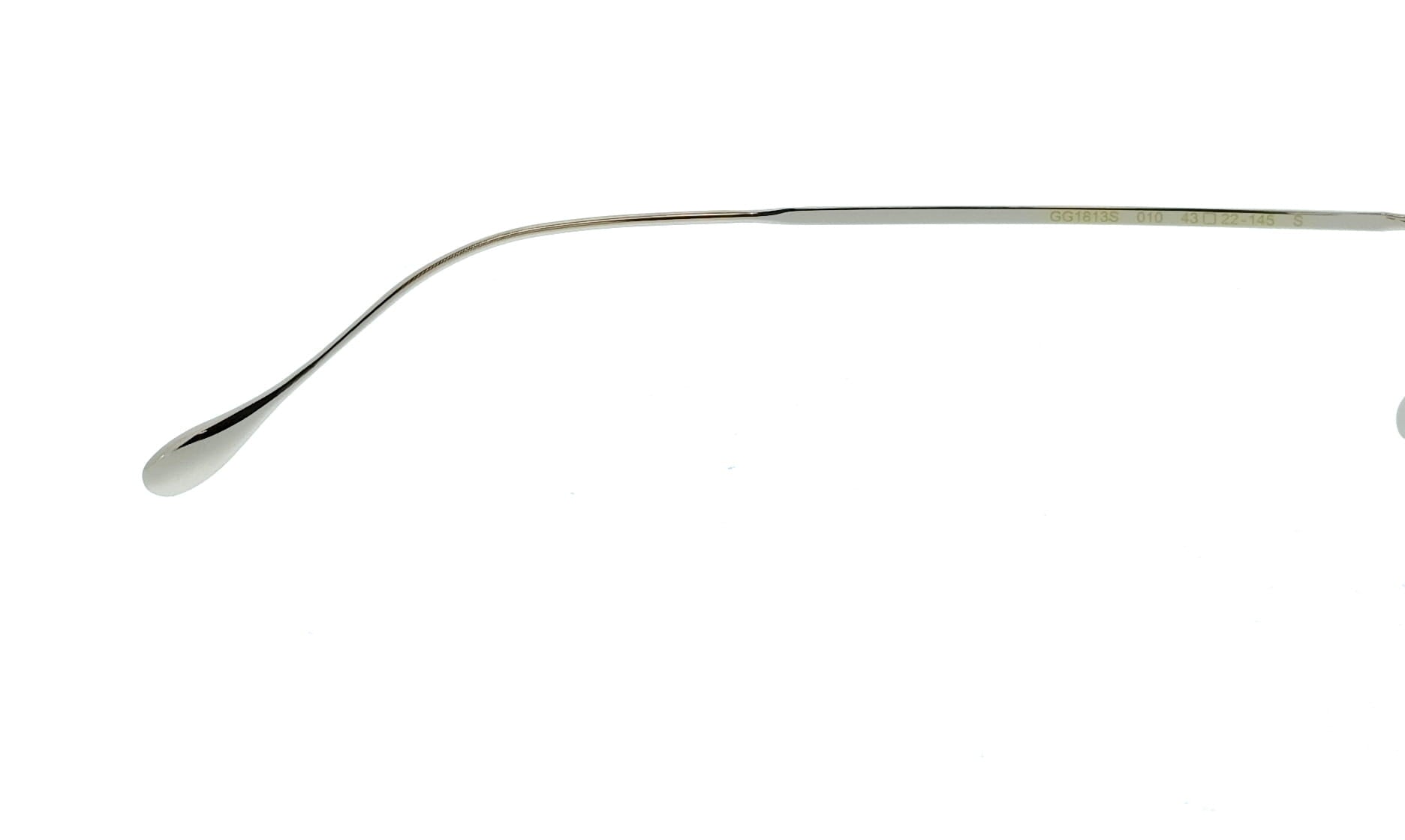 Gucci GG1813S-010 Silver Rectangle Gradient Lens Unisex Sunglasses