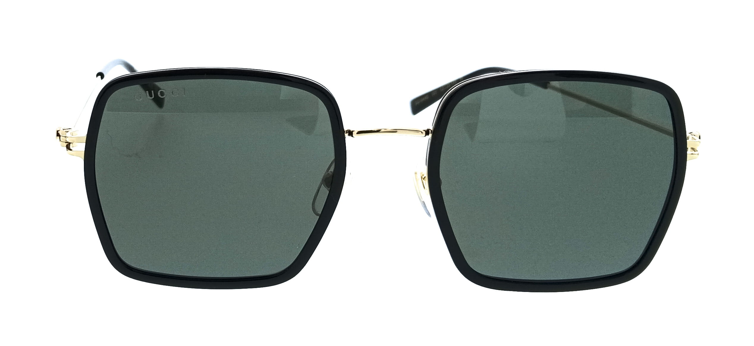 Gucci GG1848S-001 Gold Square Black Slim Metal Womens Sunglasses