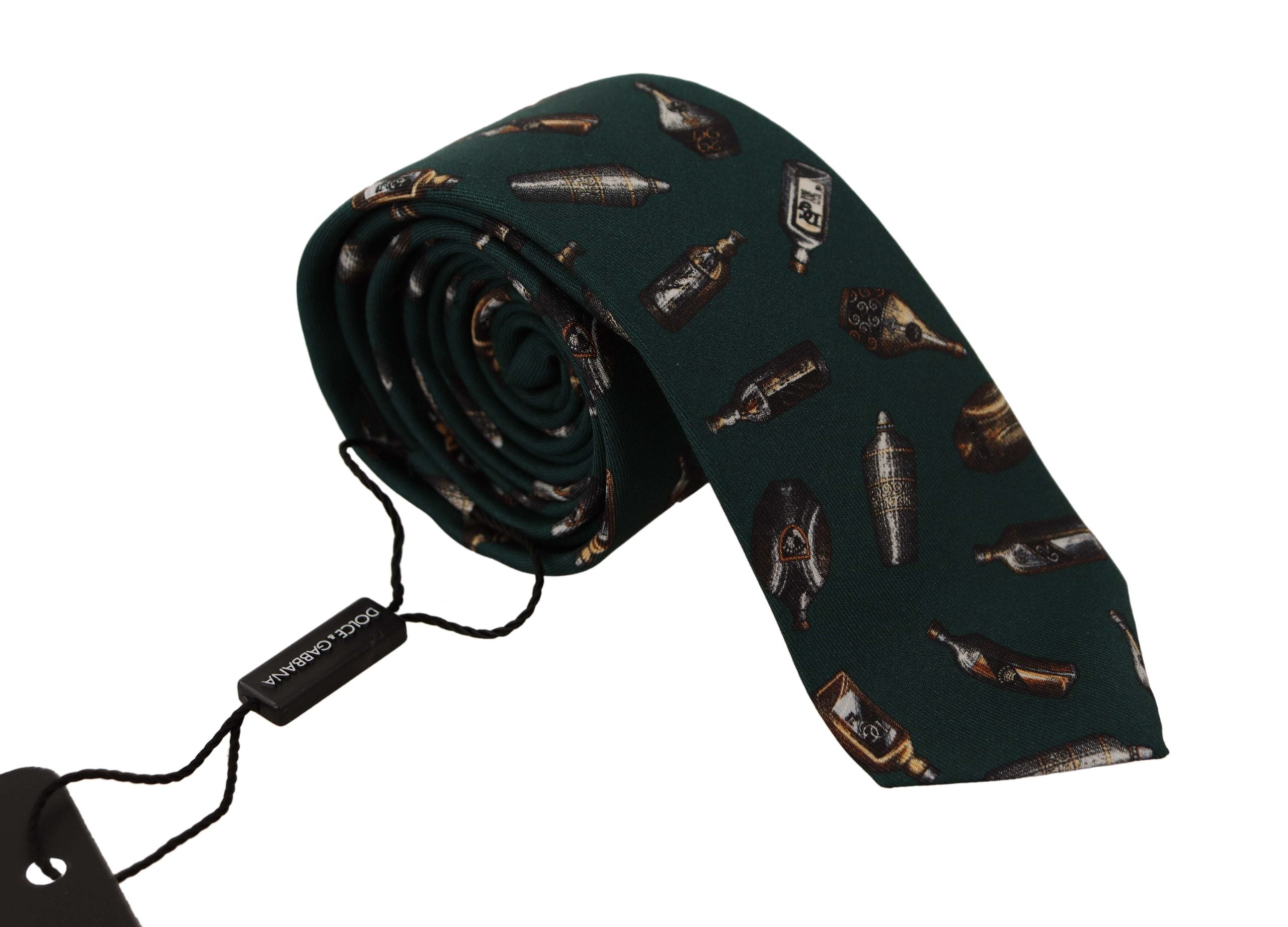 Dolce & Gabbana Bottle Print Silk Tie