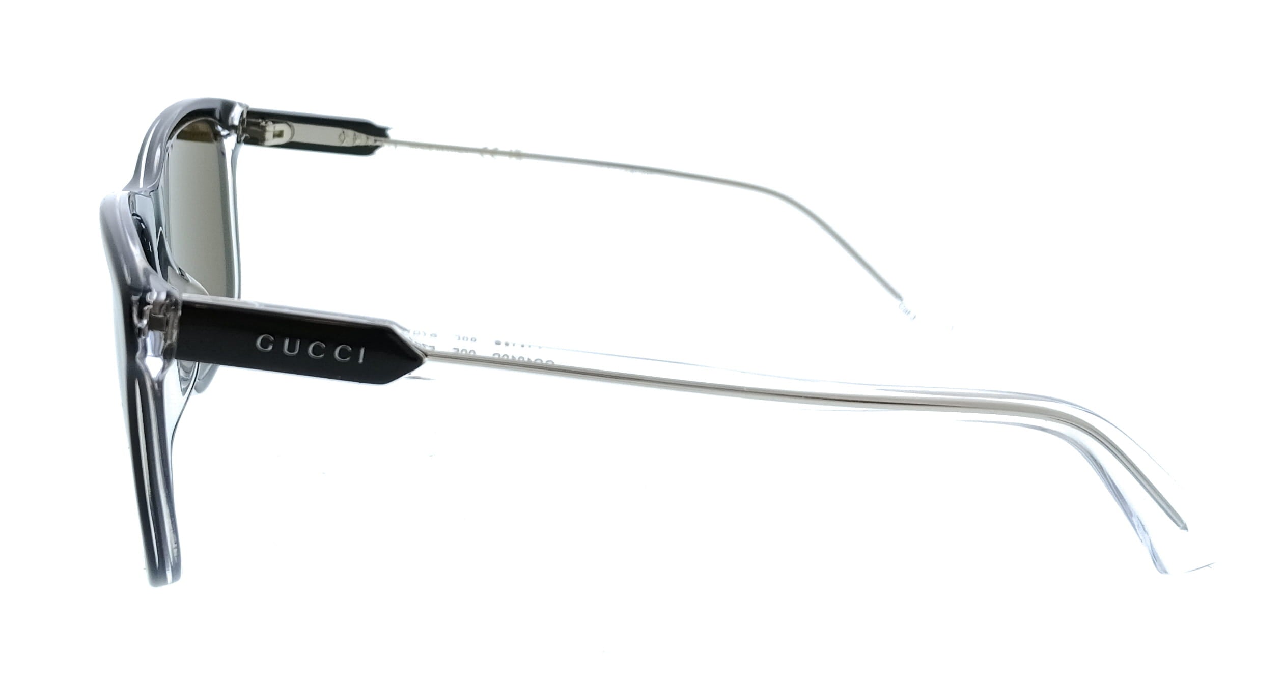 Gucci GG1819S-005 Black Square Silver Temple Mens Sunglasses
