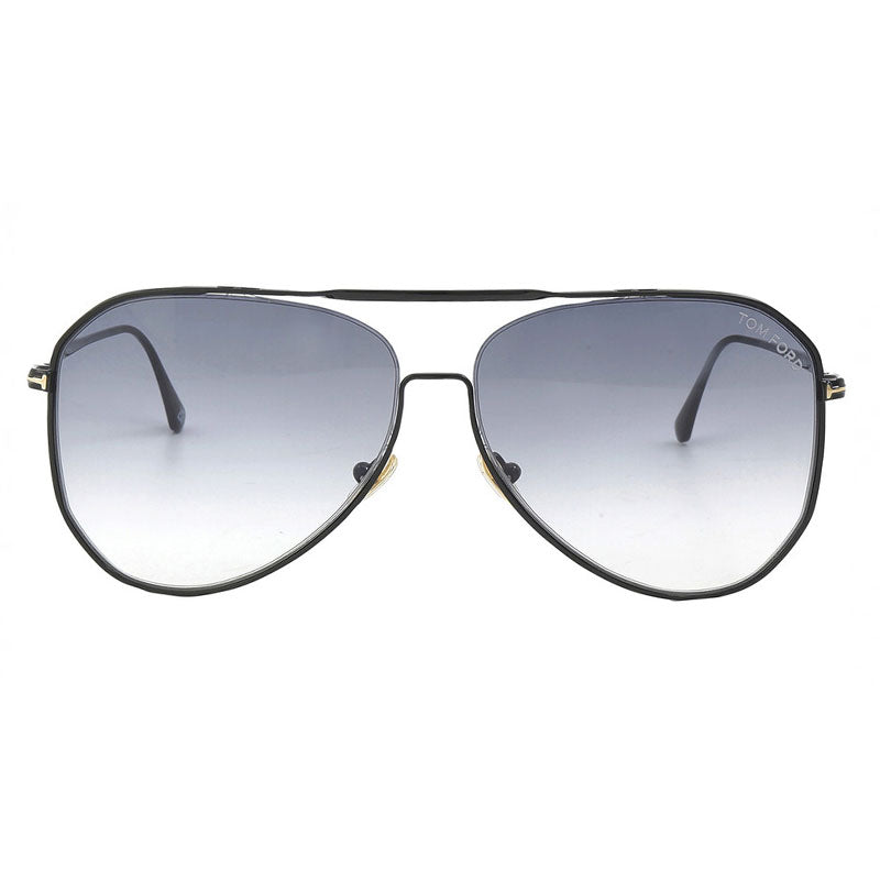 Tom Ford Tom Ford Sunglasses Aviator Full Rim, Shiny Black Frame and Smoke Gradient Lens FT085301B