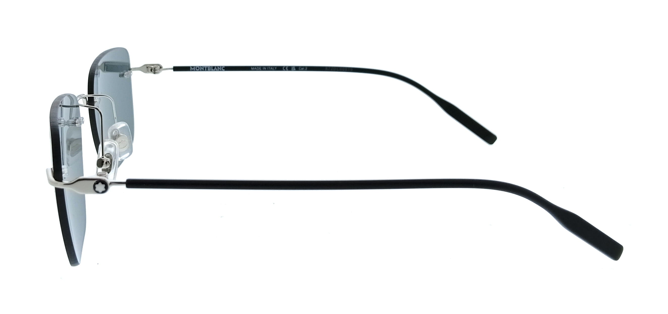 Montblanc MB0470S-002 Silver Rimless Square Mens Sunglasses