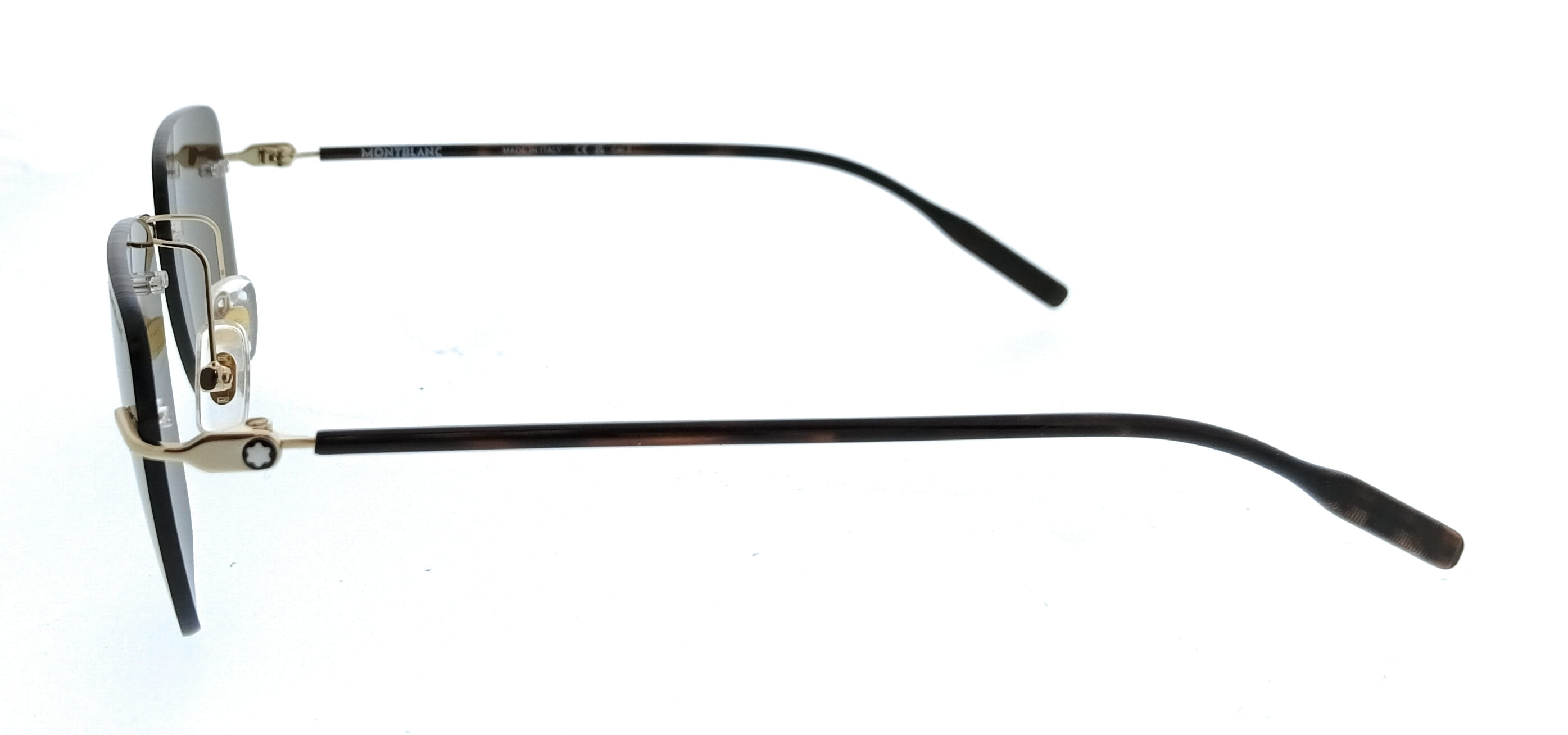 Montblanc MB0470S-003 Gold Brown Rimless Mens Sunglasses
