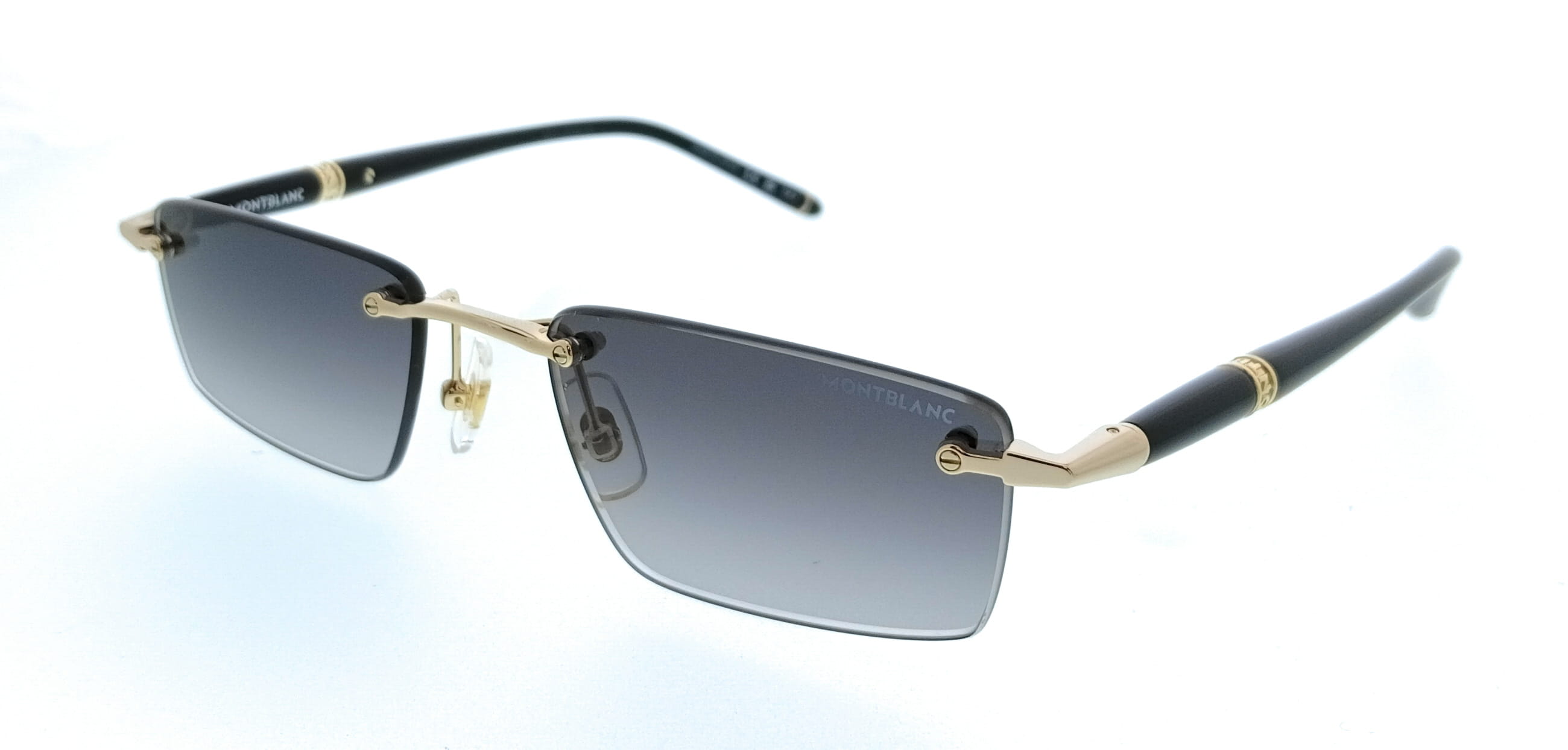 Montblanc MB0484S-001 Gold Grey Rimless Mens Sunglasses