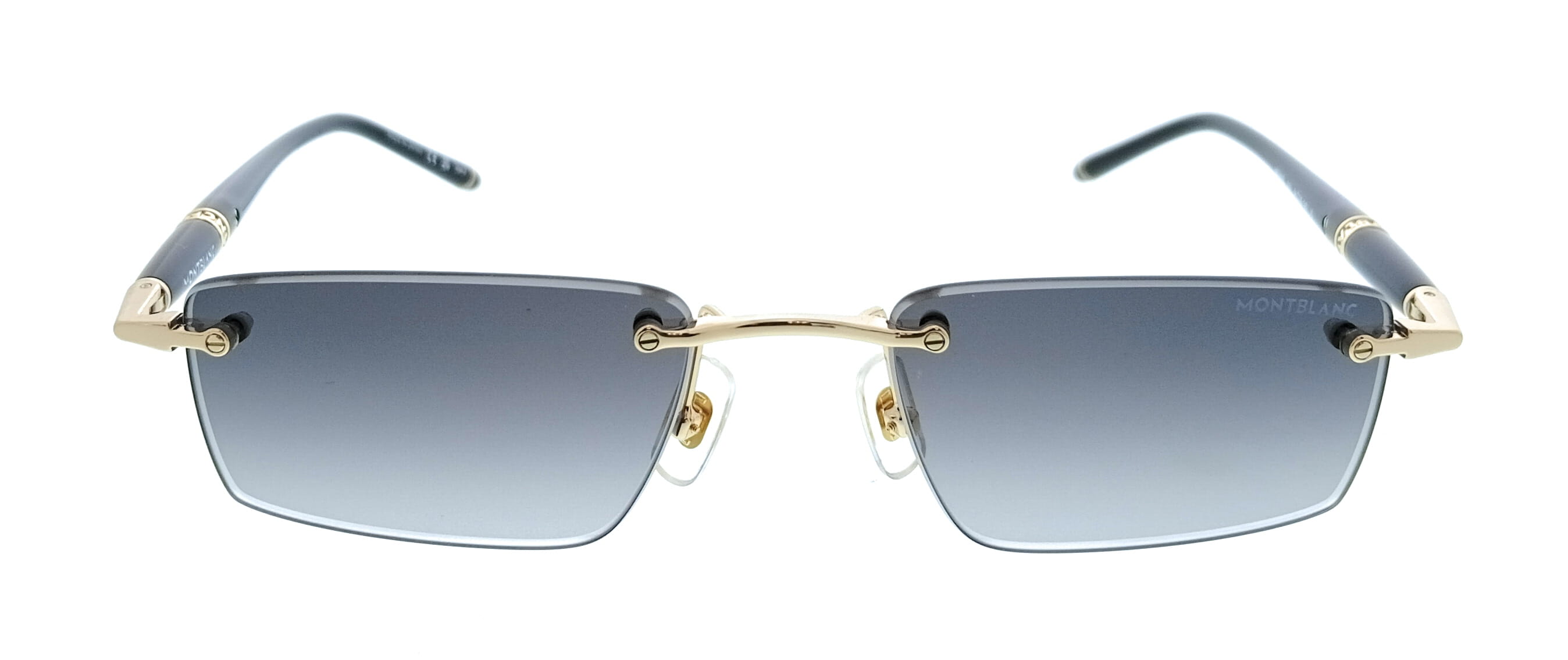 Montblanc MB0484S-001 Gold Grey Rimless Mens Sunglasses