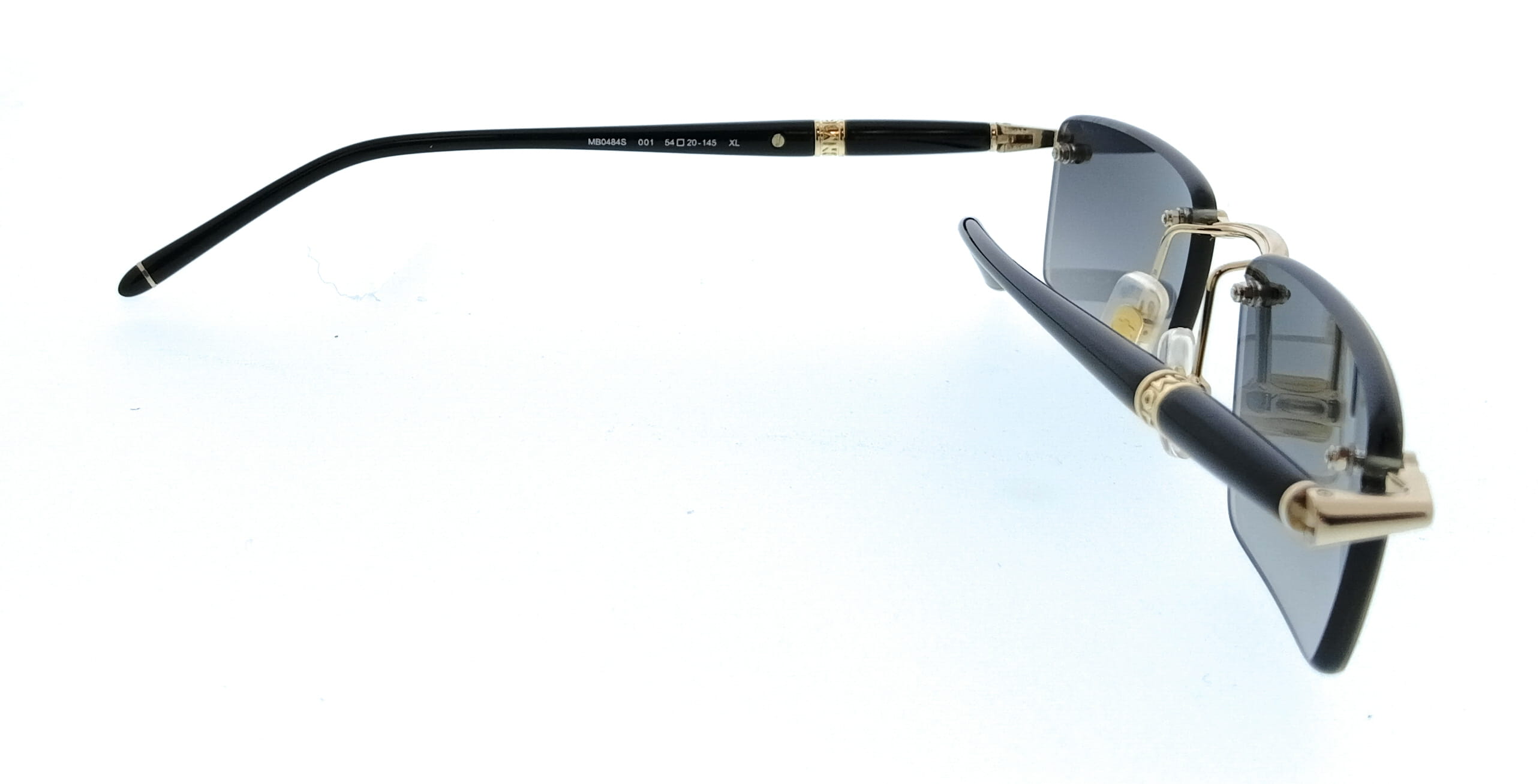 Montblanc MB0484S-001 Gold Grey Rimless Mens Sunglasses