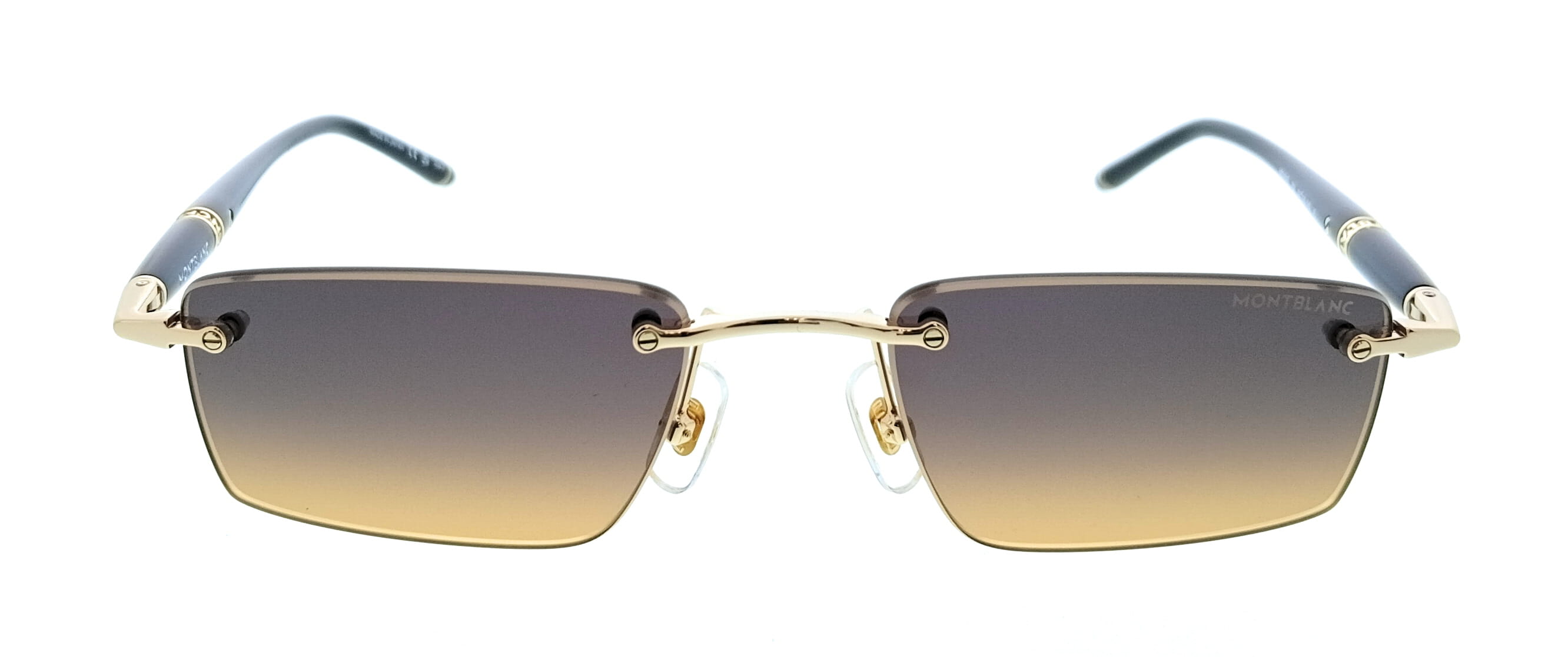 Montblanc MB0484S-002 Gold Orange Rimless Mens Sunglasses