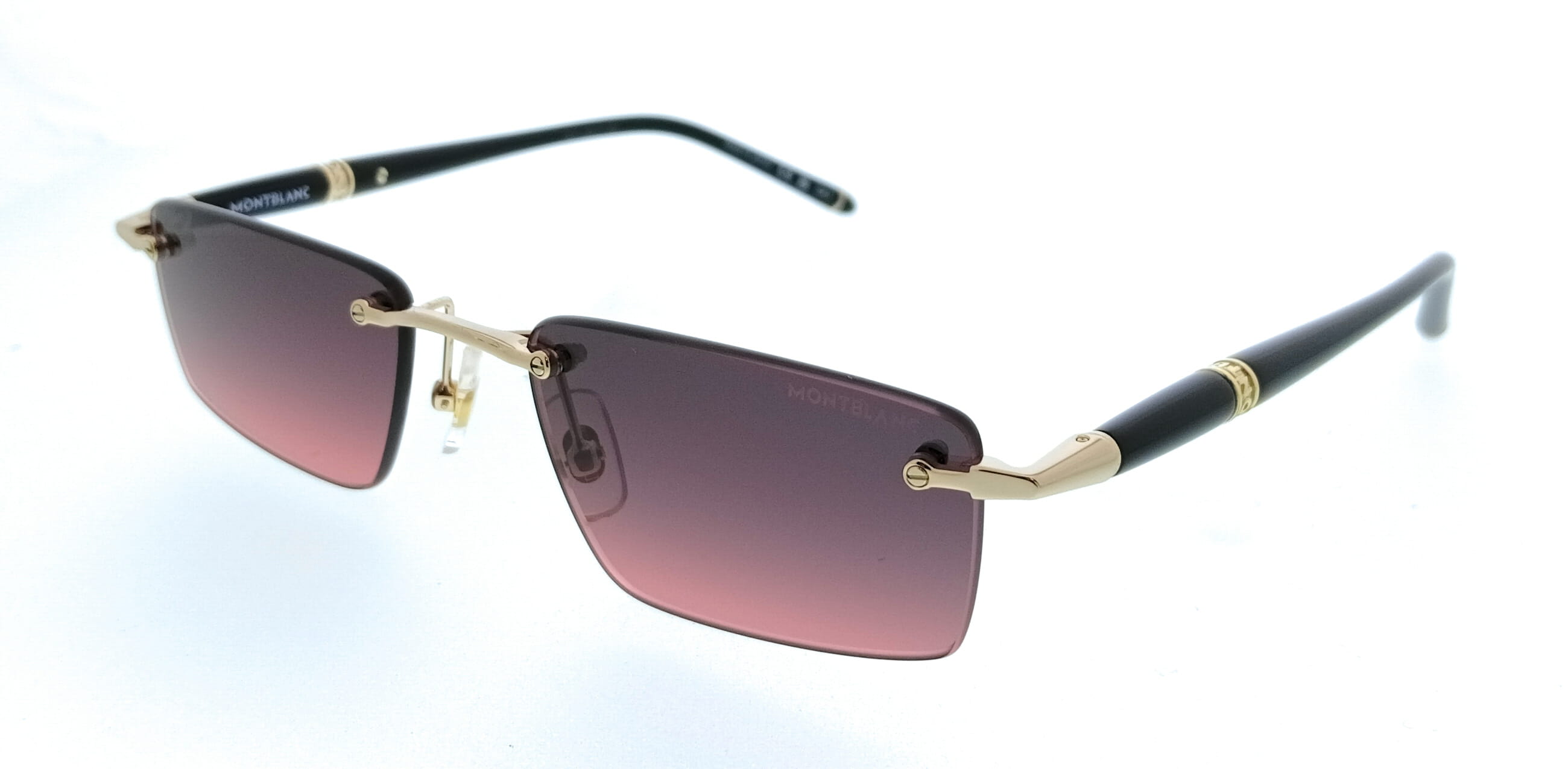 Montblanc MB0484S-003 Gold Black Rimless Mens Sunglasses