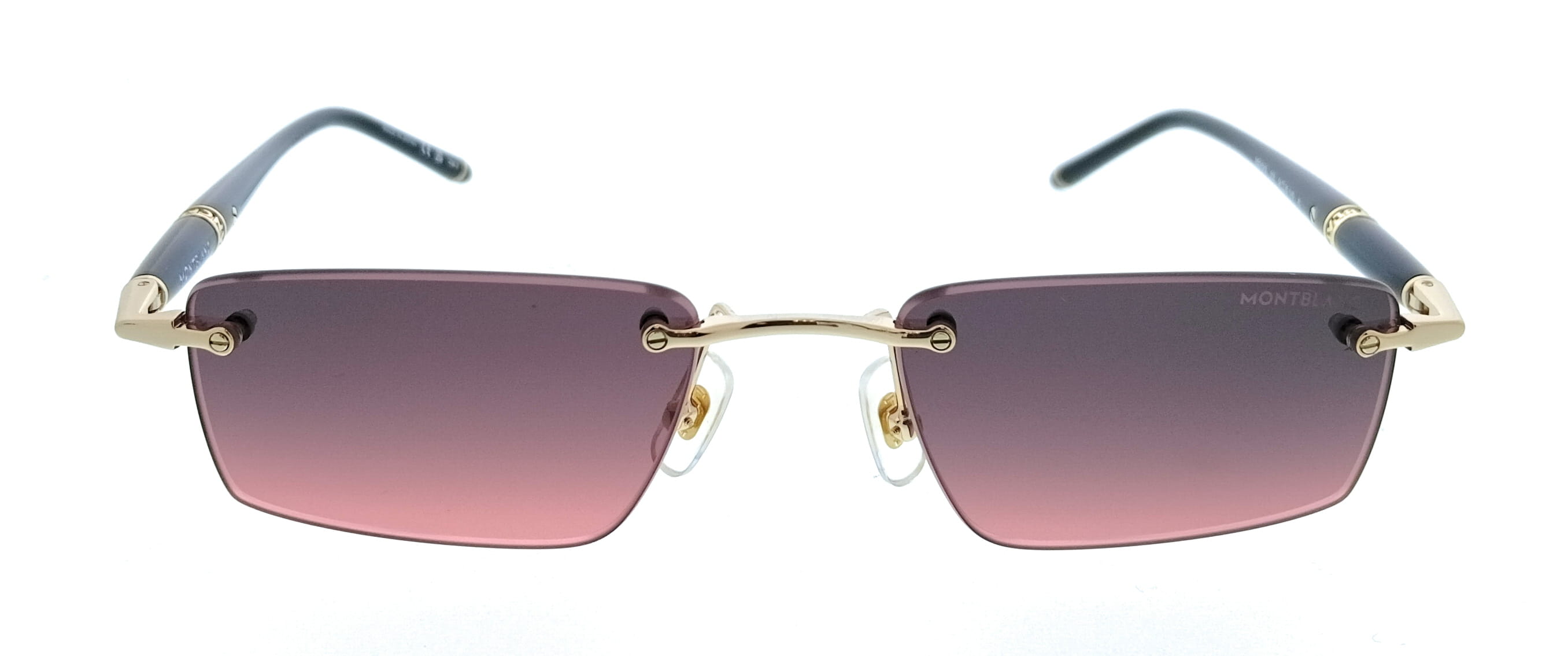 Montblanc MB0484S-003 Gold Black Rimless Mens Sunglasses