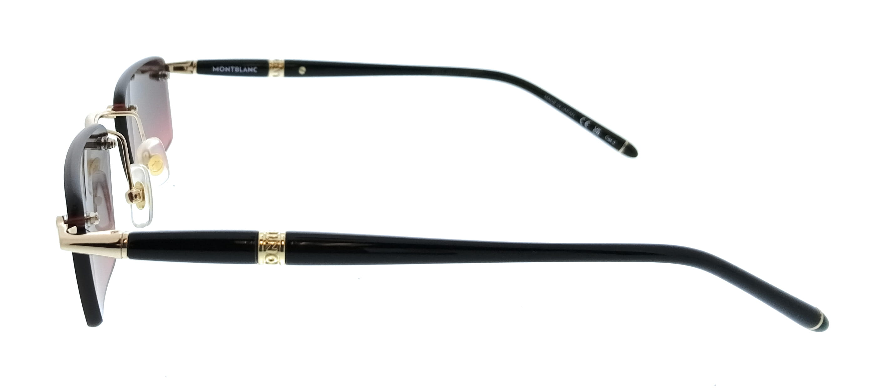Montblanc MB0484S-003 Gold Black Rimless Mens Sunglasses