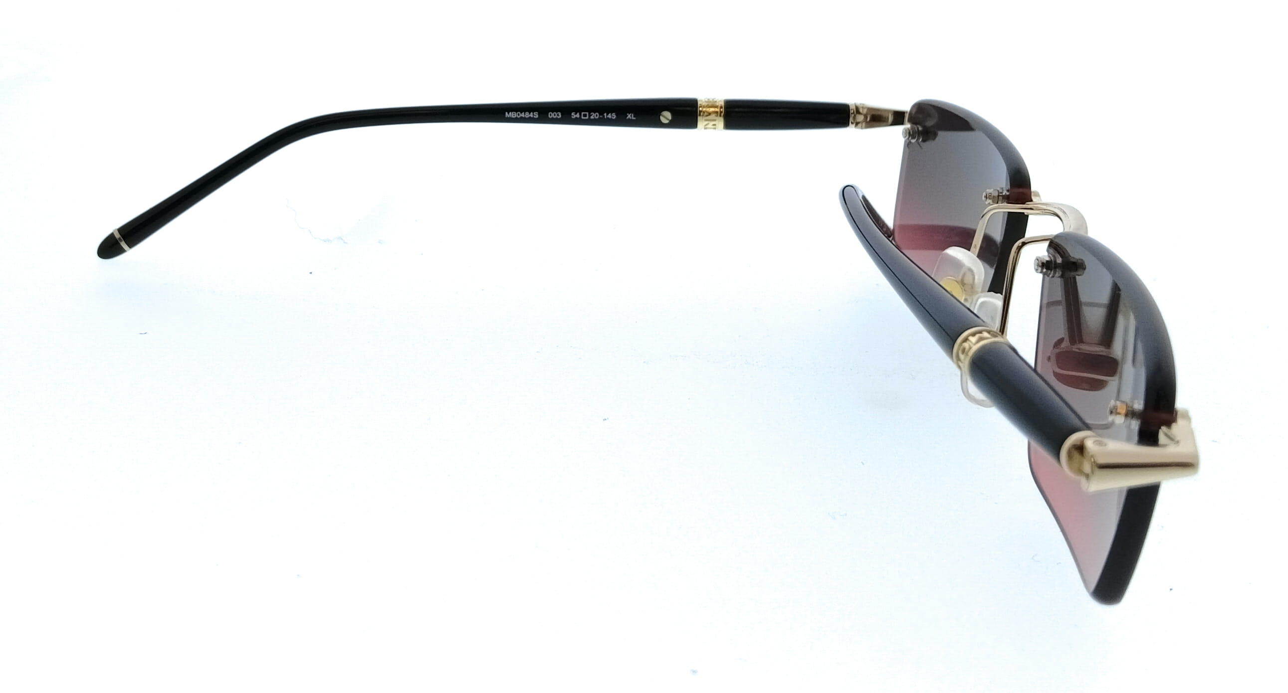 Montblanc MB0484S-003 Gold Black Rimless Mens Sunglasses