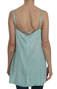 Ermanno Scervino Blue Sleeveless Spaghetti Dress Women's Blouse