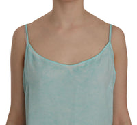 Ermanno Scervino Blue Sleeveless Spaghetti Dress Women's Blouse