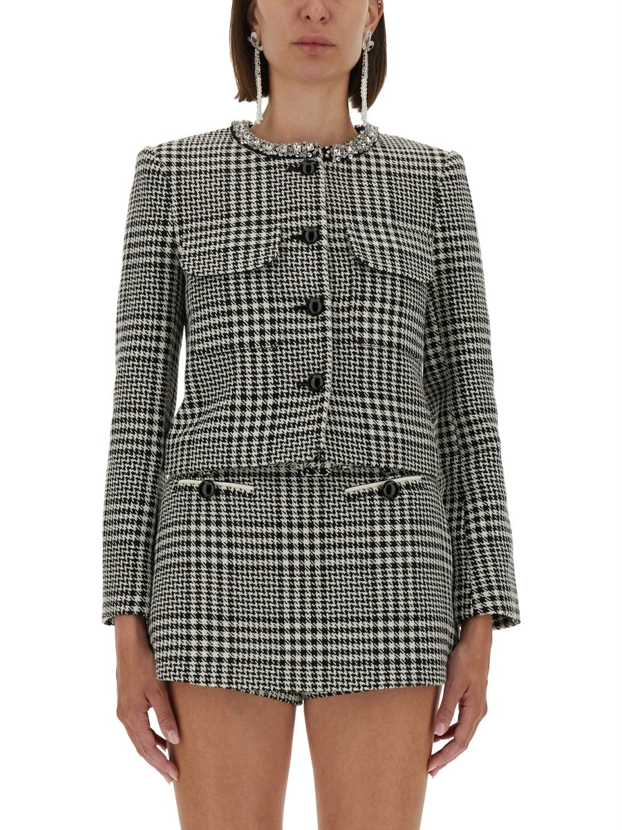 Self-Portrait Women Houndstooth Jacket With Crystals