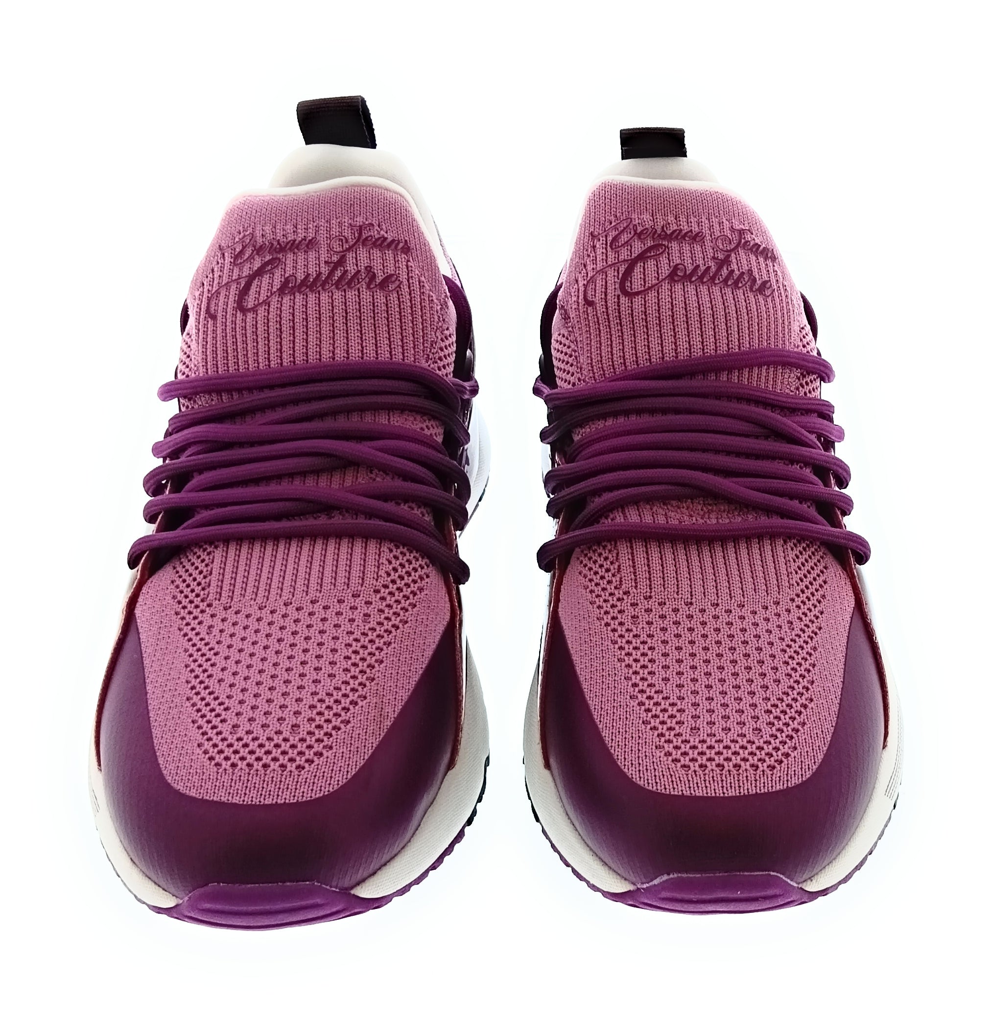 Versace Jeans Couture Women's Pink Knit Lace-Up Sneakers-