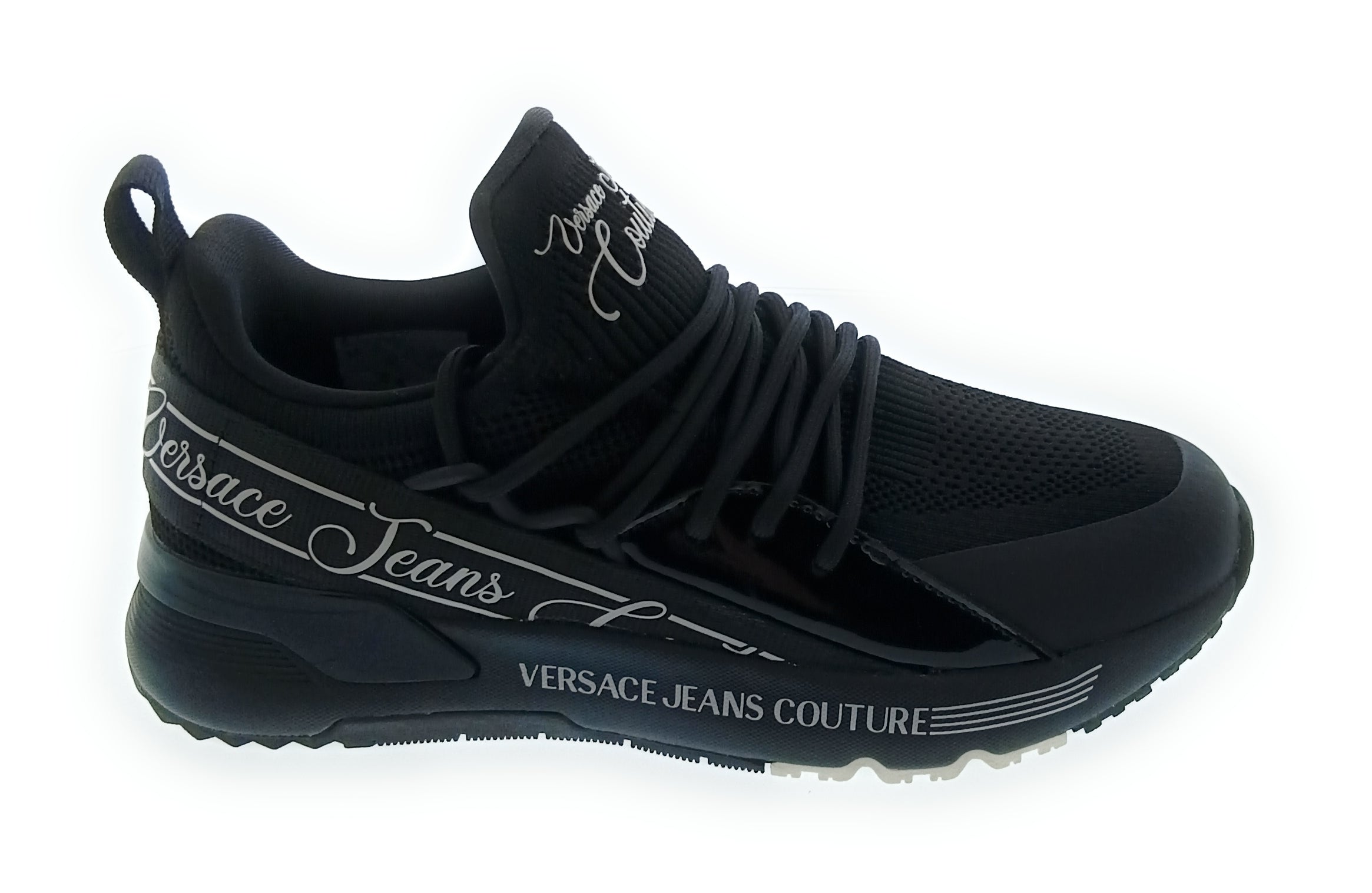 Versace Jeans Couture Women's Black Knit Lace-Up Sneakers-