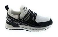 Versace Jeans Couture Women's White Black Knit Lace-Up Sneakers-
