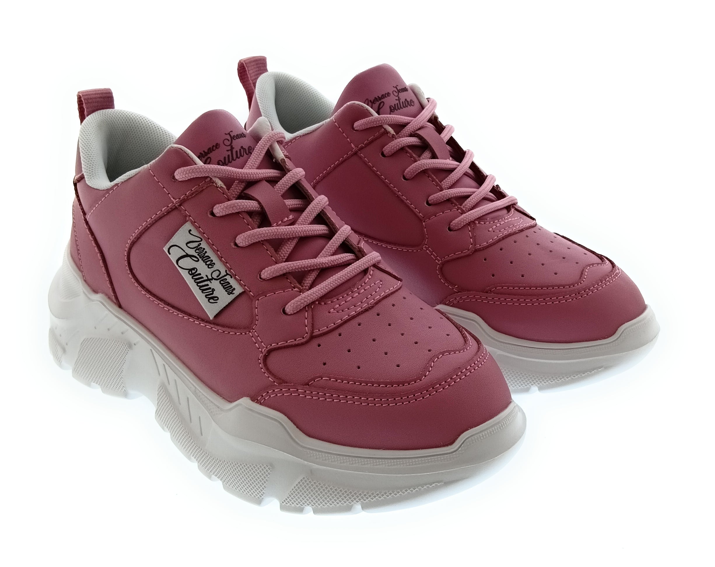 Versace Jeans Couture Women's Pink Chunky-Sole Lace-Up Sneakers-