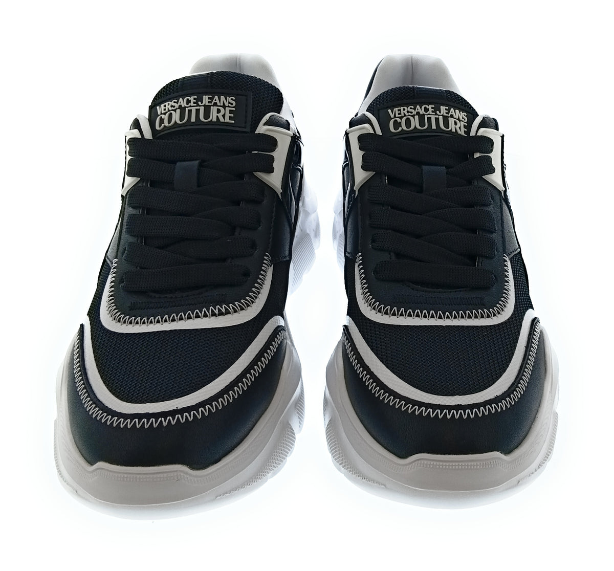 Versace Jeans Couture Women's Black and White Chunky Lace-Up Sneakers-
