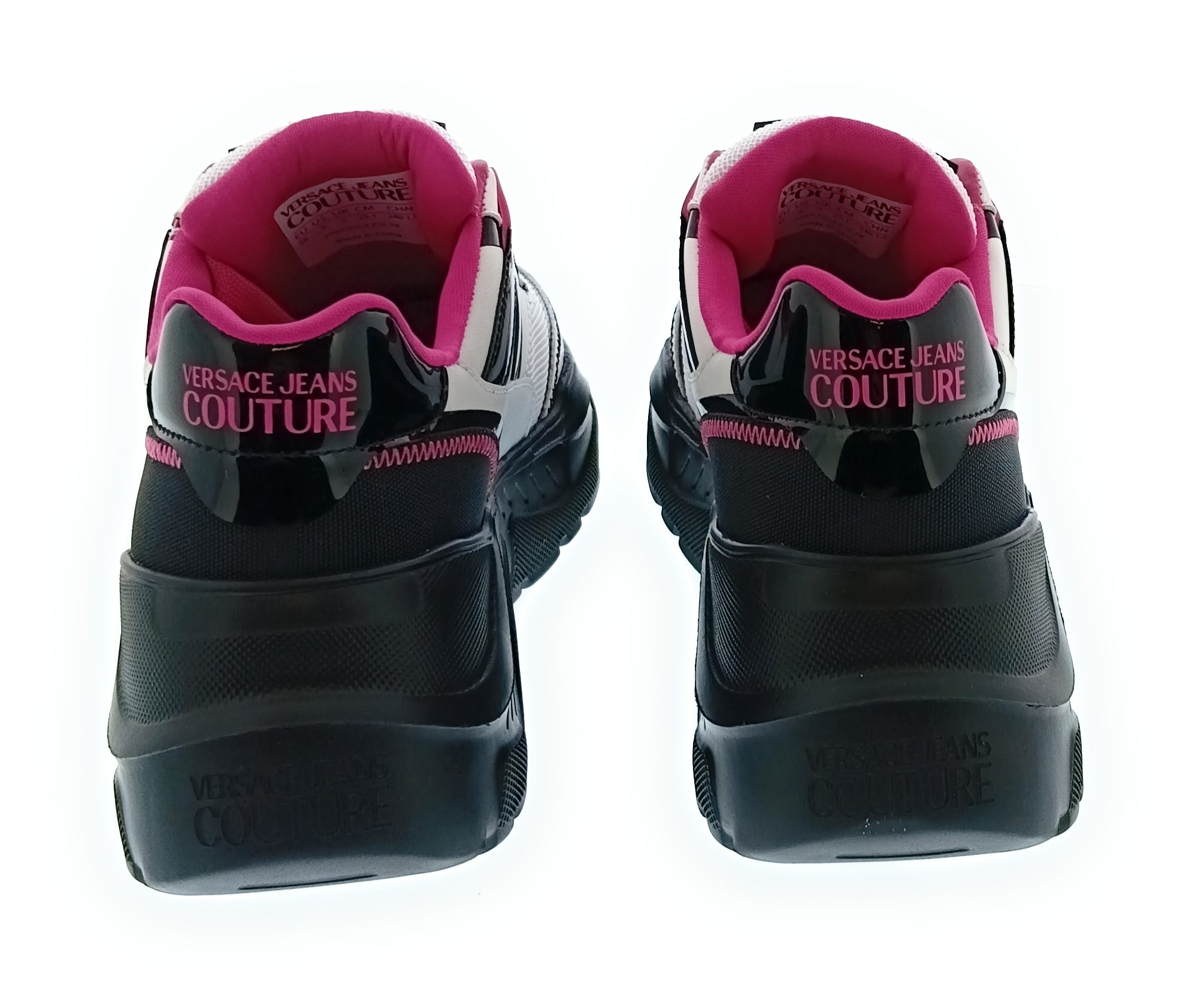 Versace Jeans Couture Women's White Pink and Black Chunky Lace-Up Sneakers-
