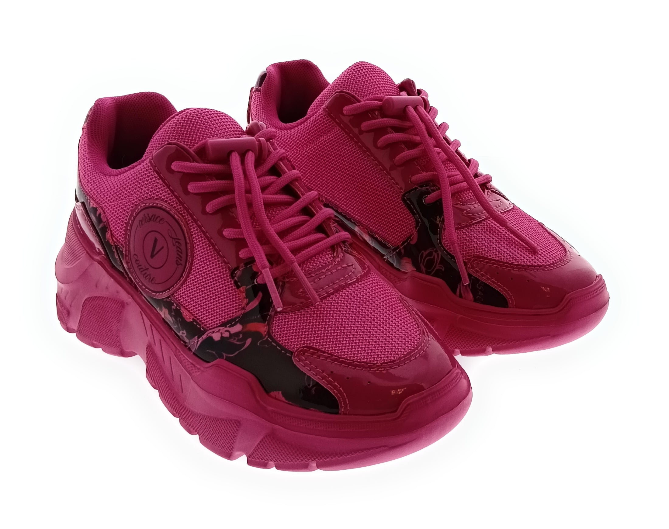 Versace Jeans Couture Women's Fuchsia Chunky Lace-Up Sneakers-