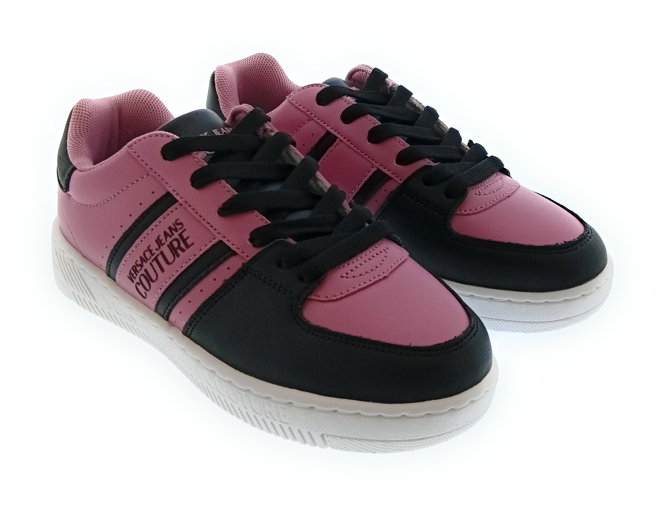 Versace Jeans Couture Women's Pink and Black Low-Top Lace-Up Sneakers-