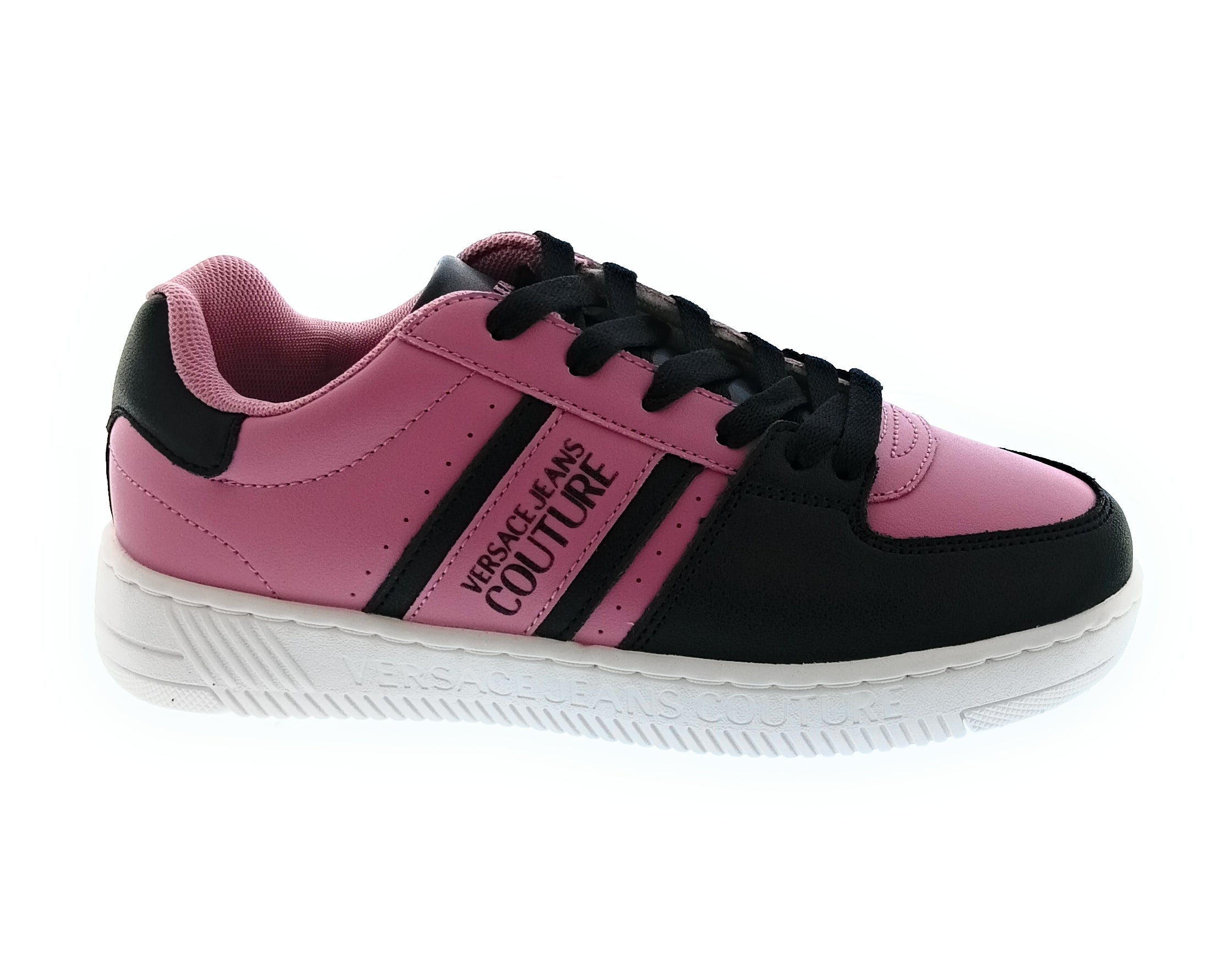 Versace Jeans Couture Women's Pink and Black Low-Top Lace-Up Sneakers-
