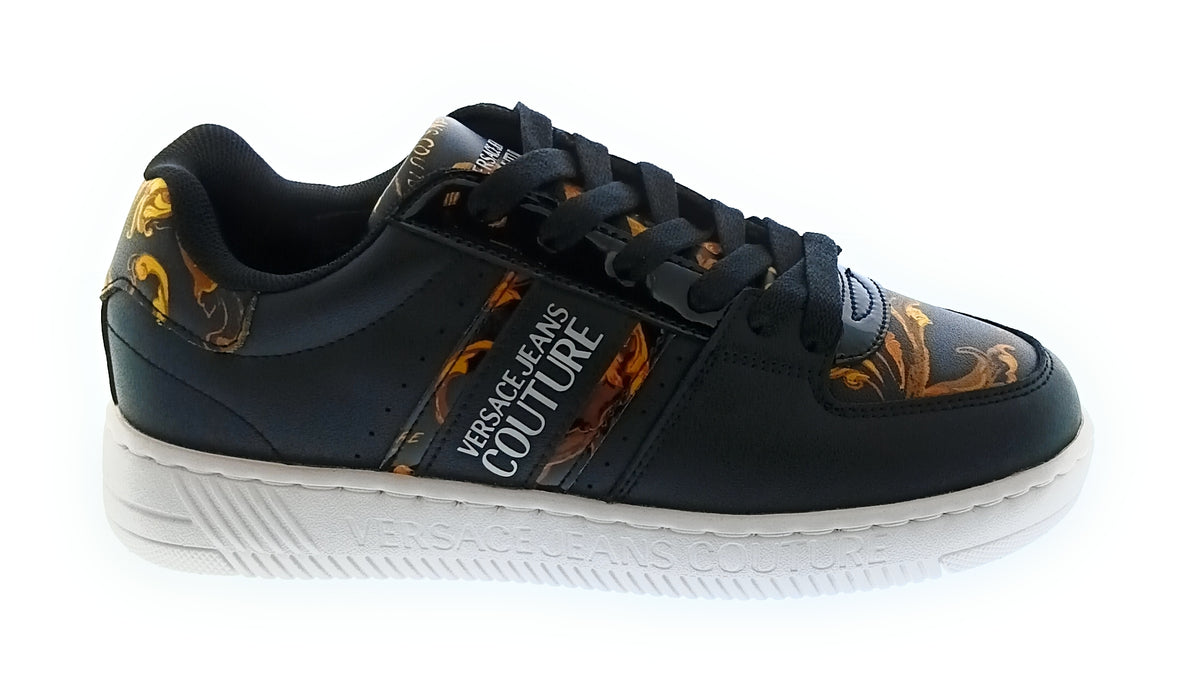 Versace Jeans Couture Women's Black Baroque Print Low-Top Lace-Up Sneakers-