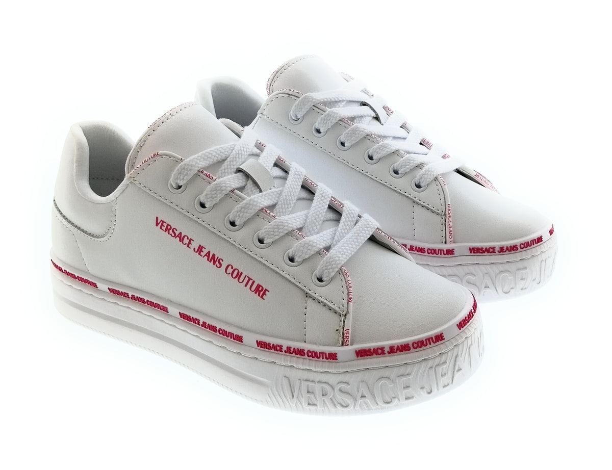 Versace Jeans Couture Women's White Logo Platform Lace-Up Sneakers-