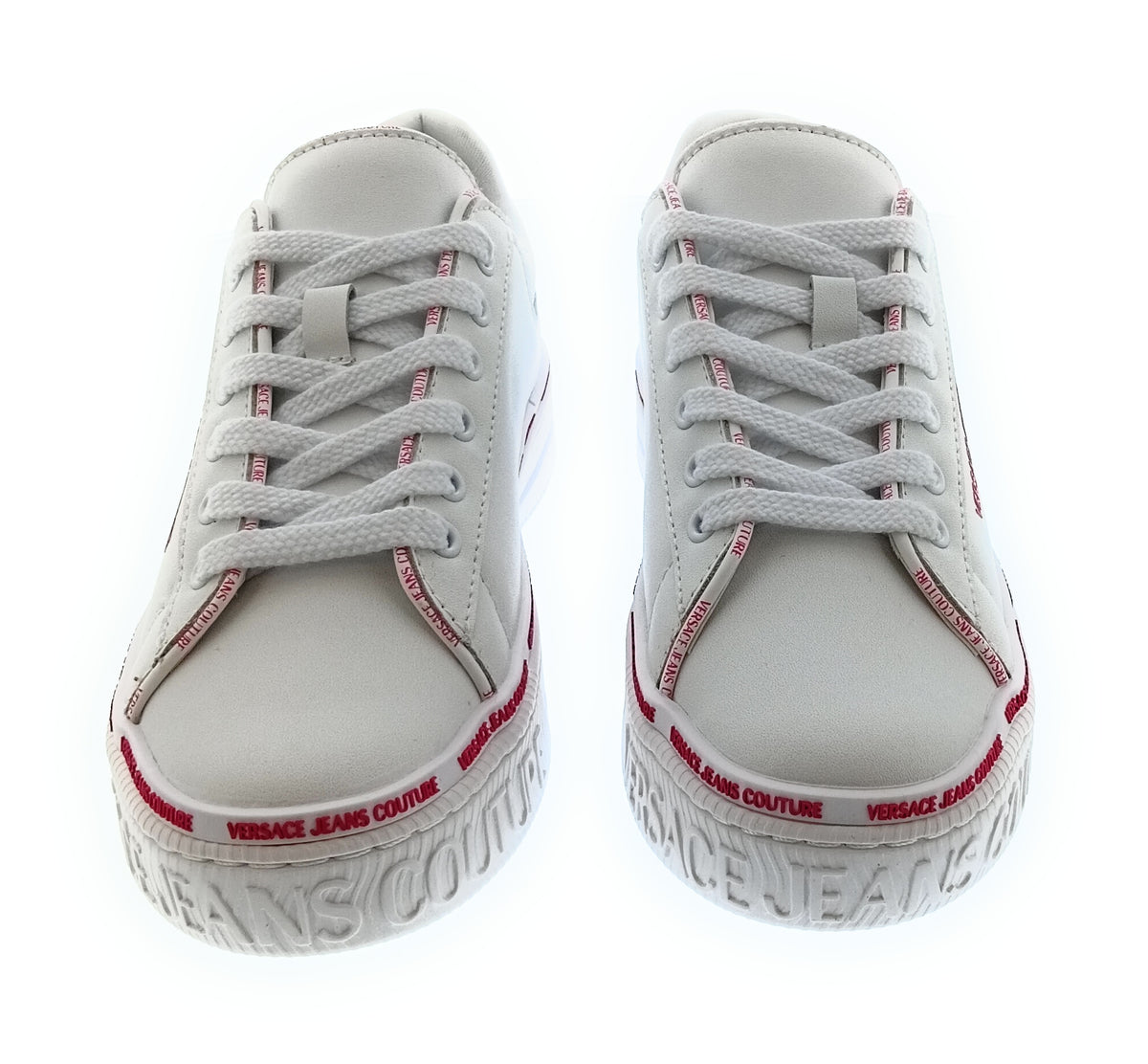 Versace Jeans Couture Women's White Logo Platform Lace-Up Sneakers-