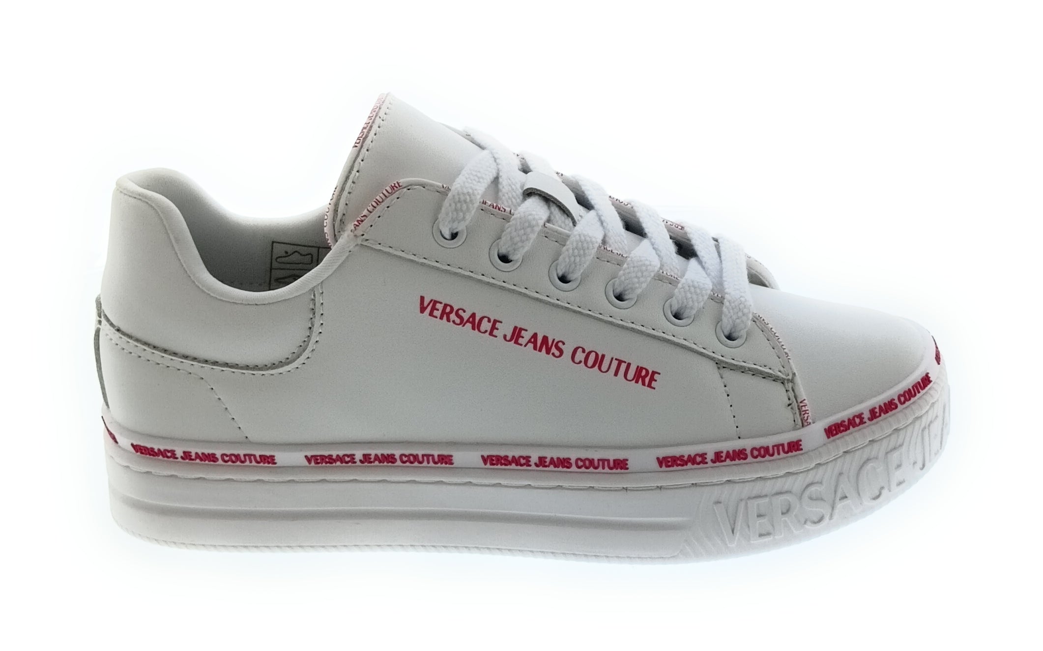 Versace Jeans Couture Women's White Logo Platform Lace-Up Sneakers-