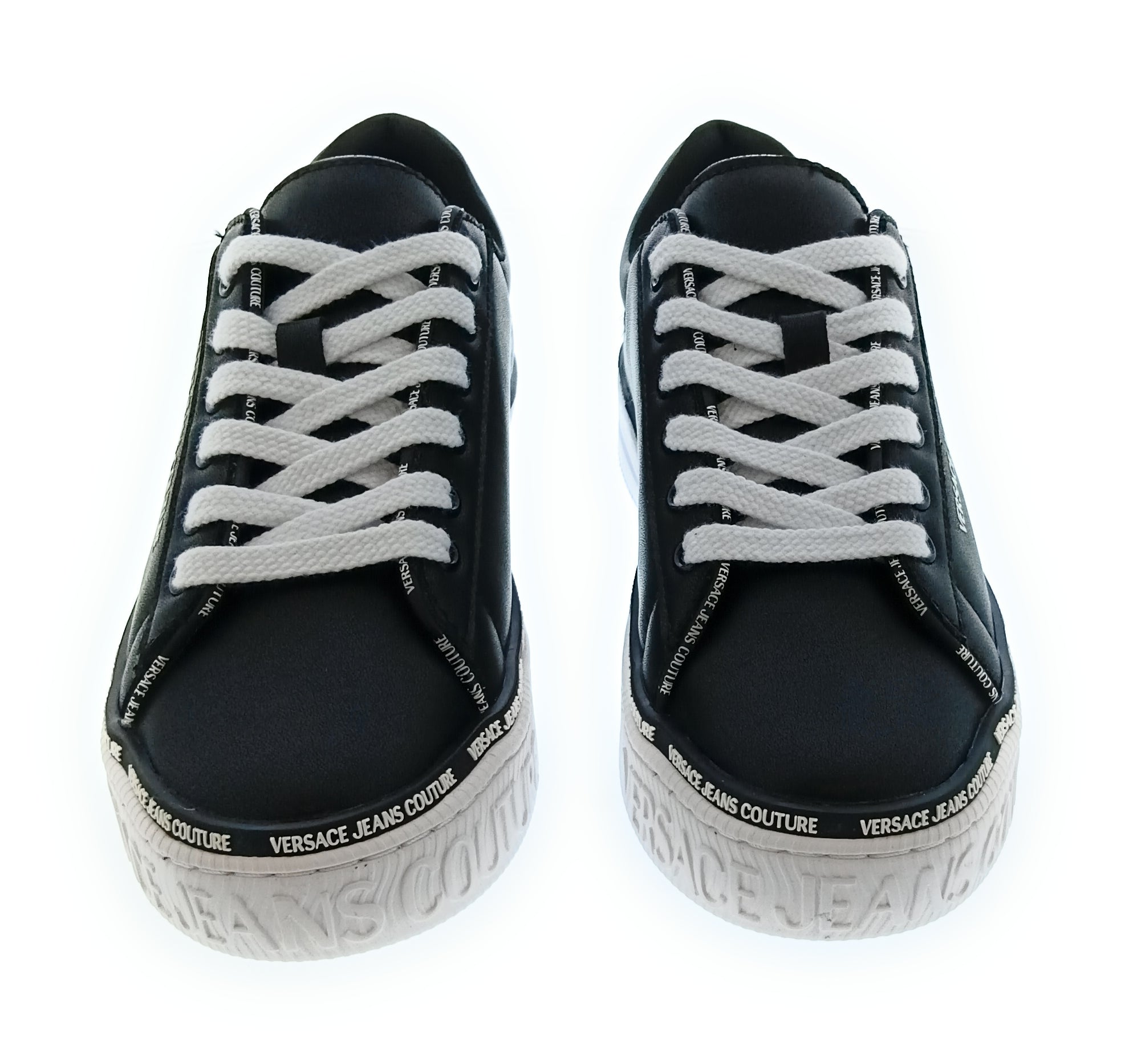 Versace Jeans Couture Women's Black Logo Platform Lace-Up Sneakers-