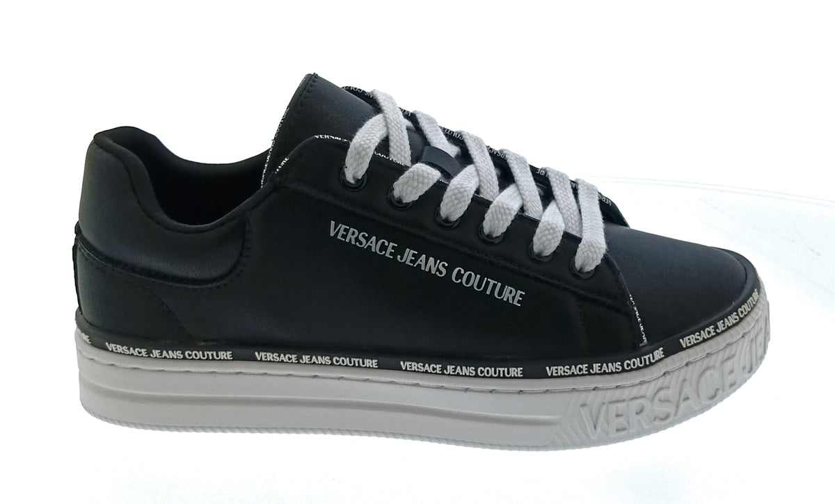 Versace Jeans Couture Women's Black Logo Platform Lace-Up Sneakers-