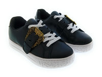 Versace Jeans Couture Women's Black Platform Sneakers with Gold Buckle-