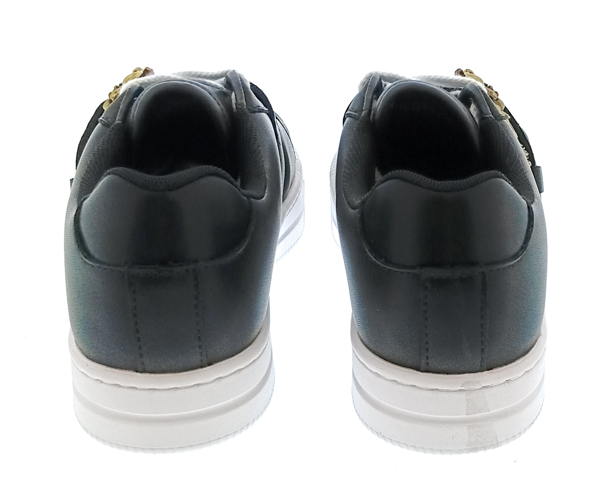Versace Jeans Couture Women's Black Platform Sneakers with Gold Buckle-