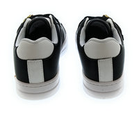 Versace Jeans Couture Women's Black and White Sneakers with Gold Buckle-