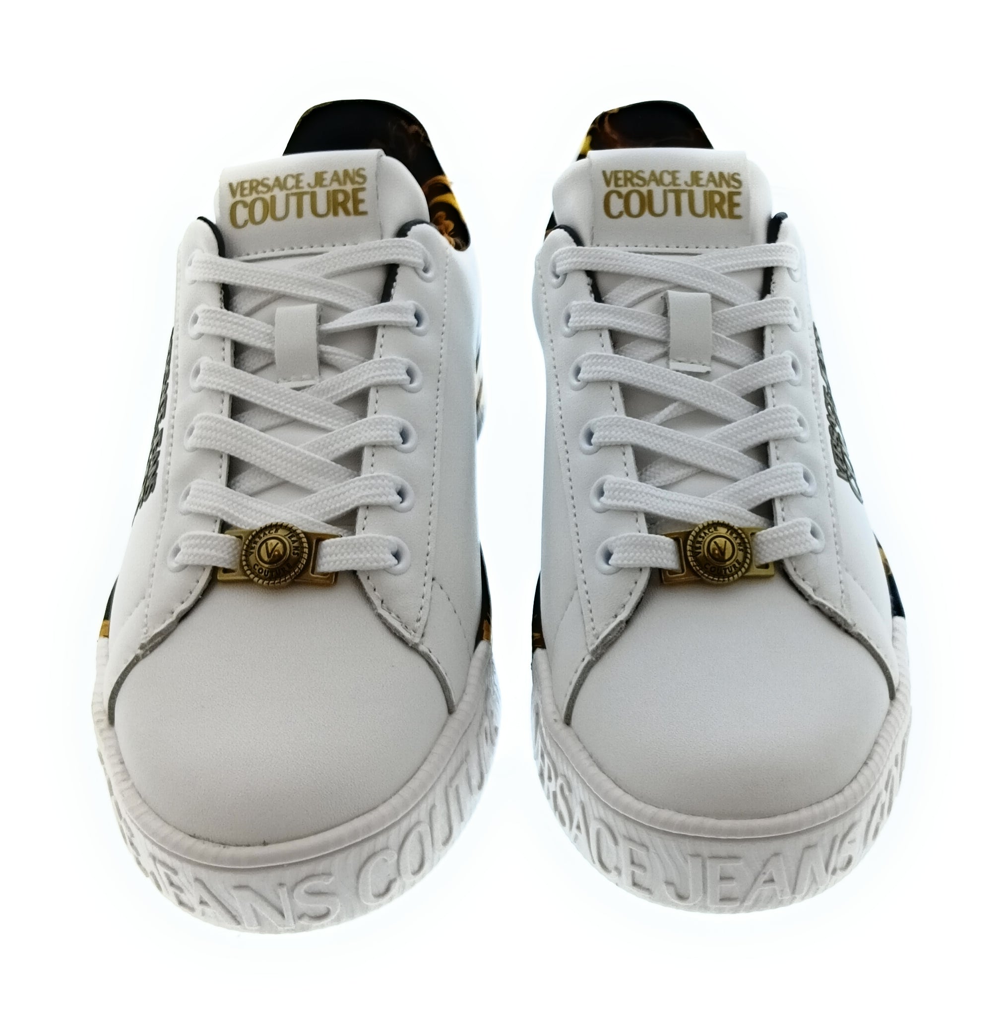Versace Jeans Couture Women's White Baroque Platform Lace-Up Sneakers-