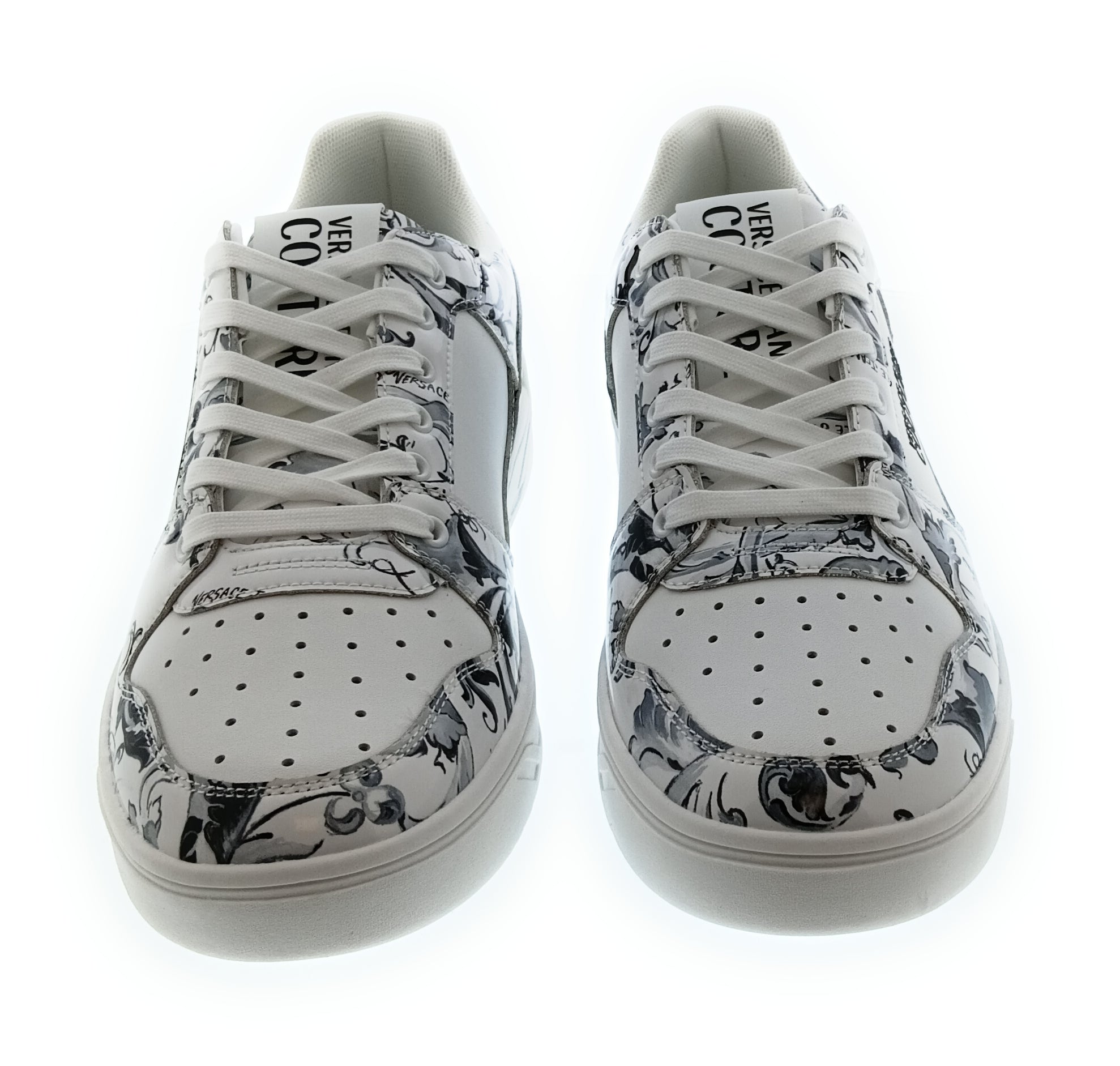 Versace Jeans Couture Versace Jeans Couture White/Grey Mens Baroque Court Sneakers-