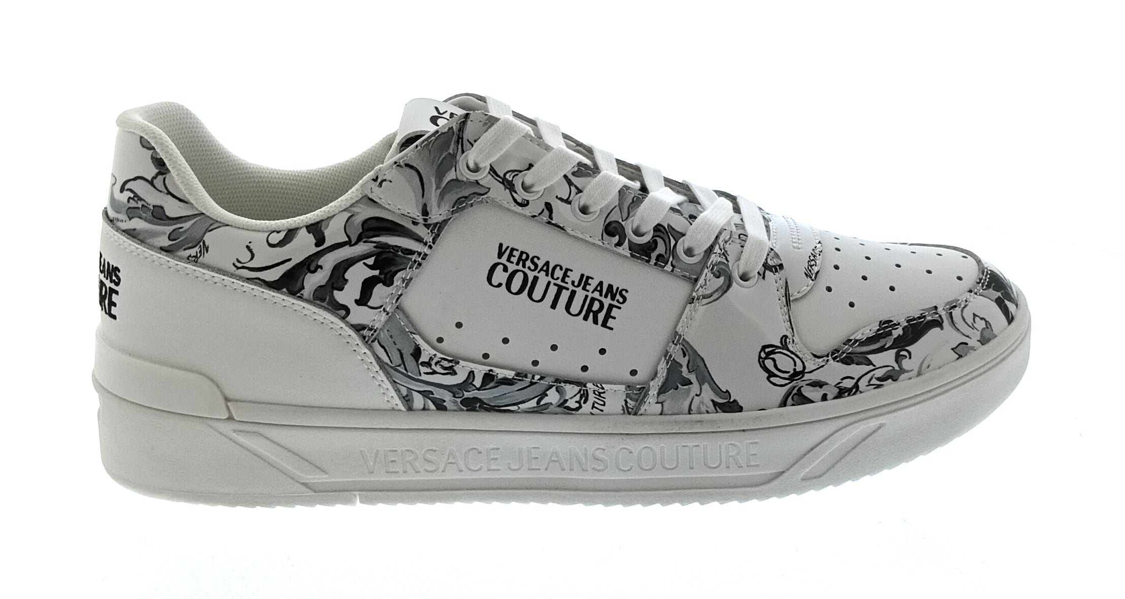 Versace Jeans Couture Versace Jeans Couture White/Grey Mens Baroque Court Sneakers-