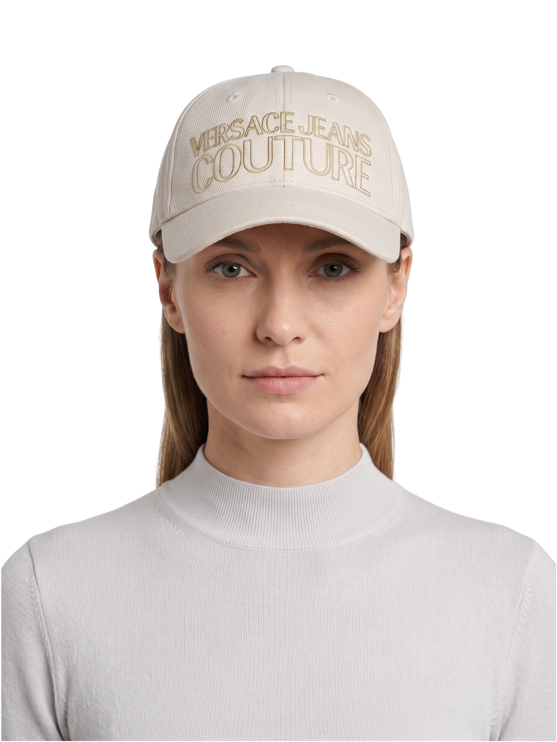 Versace Jeans Couture Women's Ivory Gold Logo Baseball Cap