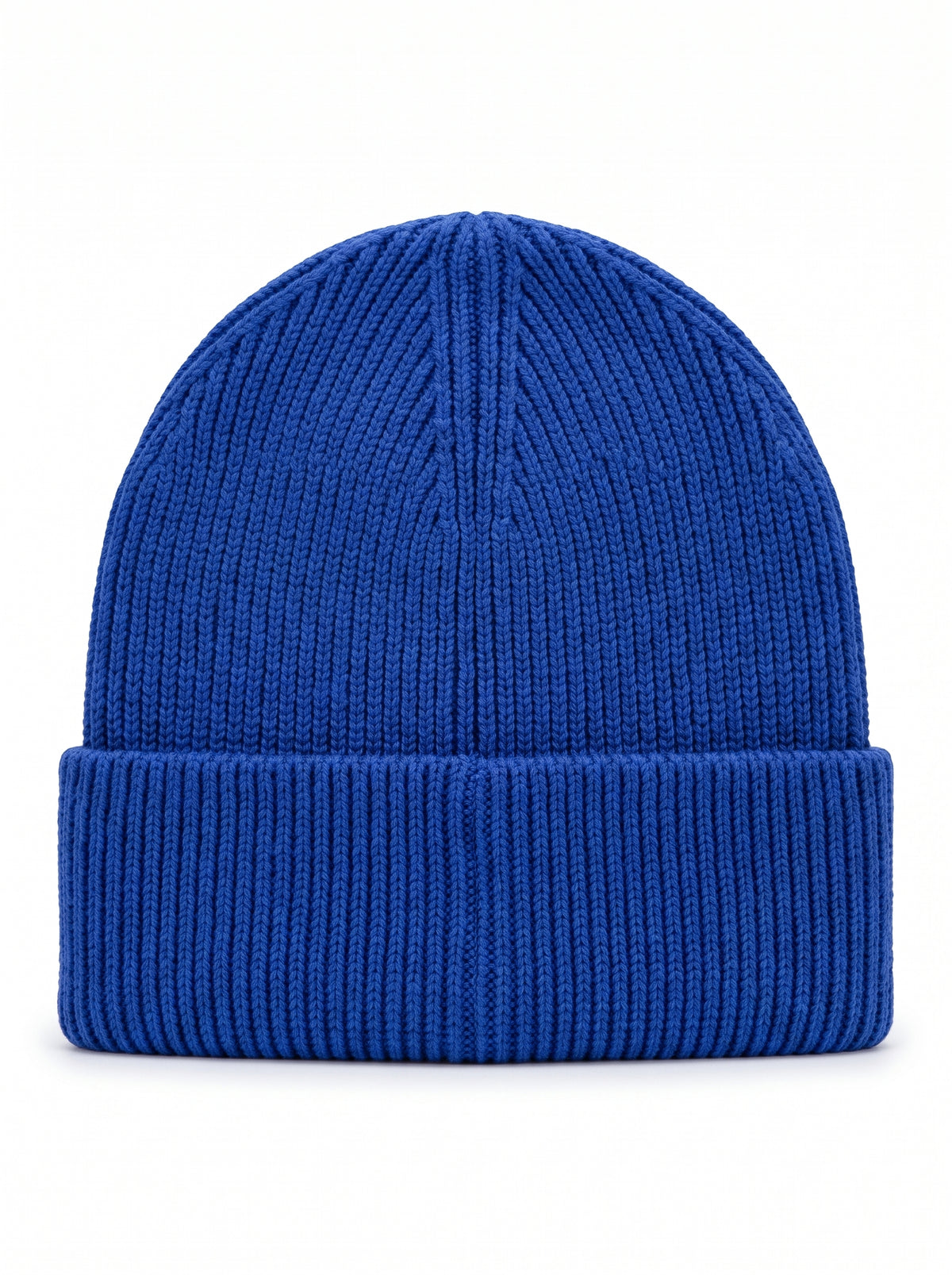 Versace Jeans Couture Men's Royal Blue Ribbed Knit Logo Patch Beanie