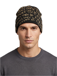 Versace Jeans Couture Men's Black and Gold Logo Knit Beanie